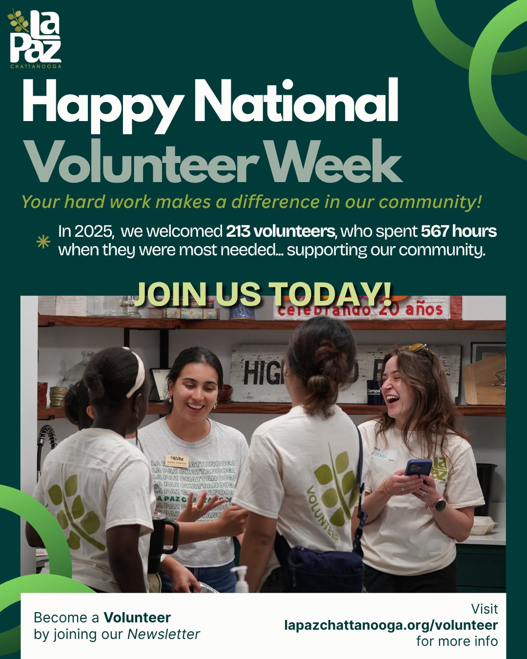 Happy Monday and Happy National Volunteer Week!๐ฟ
This week, we want to highlight all the amazing work volunteers pour into the Latino community. By guiding families, helping with food distributions, organizing our pantry and interpreting at events, their generosity makes an impact in the lives of our community members.๐ฅฐ
Would you like to join our Volunteer team? Learn more by checking our our linktree in our bio.๐