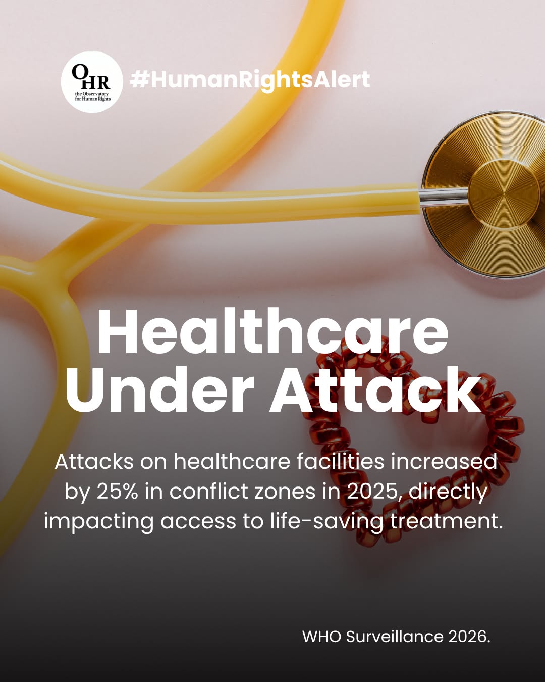 Hospitals should be safe. Doctors should not be targets.
And yet, in war zones, even healing becomes dangerous. When healthcare is attacked, survival itself is threatened.
🩺 This is not collateral damage, this is a crisis.
👉 Raise awareness. Healthcare is a human right.
#ohr #theobservatoryforhumanrights #humanrights