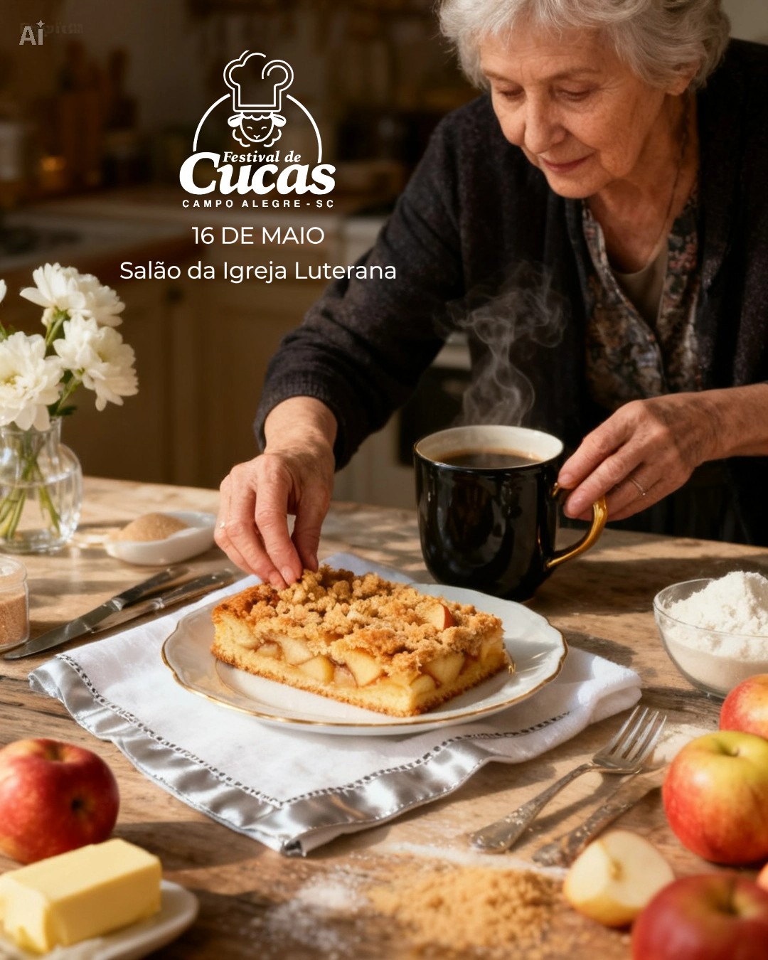 O aroma de açúcar e canela está prestes a tomar conta de Campo Alegre! 🍰✨
O 3º Festival de Cucas de Campo Alegre está chegando para celebrar a tradição e o sabor que fazem parte da nossa história. No dia 16 de maio, convidamos você e sua família para uma tarde encantadora, onde o carinho e as receitas de vó ganham o centro do palco.
☕ O que espera por você?
Prepare o paladar para um café da tarde inesquecível, acompanhado pelas cucas premiadas do festival. Além de prestigiar a grande final da competição, você poderá:
• Levar o sabor para casa: Teremos a venda exclusiva das 6 receitas finalistas.
• Explorar o local: Uma feirinha com produtos coloniais fresquinhos e atrações culturais para todas as idades.
• Viver a tradição: Música e alegria no coração de Campo Alegre.
👩🍳 Sua receita de família pode valer prêmios!
Você guarda aquele segredo culinário que todo mundo ama? Chegou a hora de brilhar! As inscrições para a competição estão abertas até o dia 05 de maio.
Premiação em dinheiro:
• 🥇 1º Lugar: R$ 800,00
• 🥈 2º Lugar: R$ 400,00
👉 Inscrições e informações pelo WhatsApp: (47) 99652-7469
🗓️ Programe-se:
• Data: 16 de Maio
• Local: Salão da Igreja Luterana de Campo Alegre
• Saiba mais em: www.visitecampoalegre.com.br
Venha saborear a vida com a gente e descobrir por que a cuca de Campo Alegre é única no mundo.
Esperamos por você! ❤️
Uma realização da Associação de Turismo de Campo Alegre - Caminhos da Serra.
#FestivalDeCucas #CampoAlegreSC #VisiteCampoAlegre #GastronomiaAfetiva #TurismoSC #CaminhosDaSerra #SaborETradição #ReceitaDeFamilia