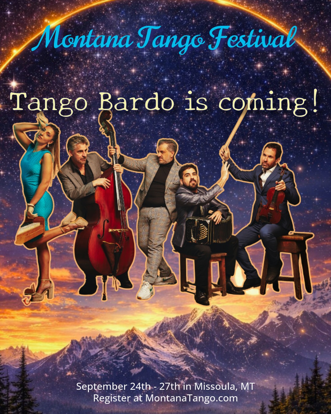 @tangobardo takes over our Grand Milonga on Saturday night during the festival!
Live music. Electric energy. New tango friends. Unforgettable experience. 🎻
What are you waiting for?! Early Bird Registration ends May 1st! Don't miss out on the friendliest tango fest in the west!
#montanatangofestival #montanatango #argentinetango #tangofestival #friendliesttangofestinthewest