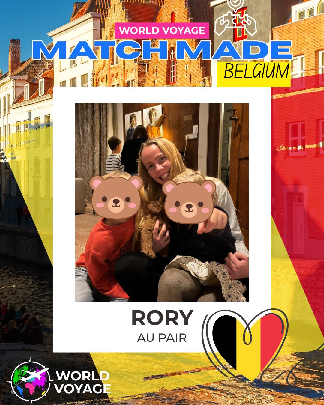Meet Rory 🇿🇦 ✈️ 🇧🇪✨
From South Africa to the Belgian countryside, just 10 minutes from Kortrijk, Rory has officially matched with her host family and is about to begin an unforgettable chapter. 💛
Fun fact: Belgium has three official languages, Dutch, French and German, and which one you hear depends on the region you are in. 🇧🇪
#WorldVoyage #AuPairLife #MatchMade #BelgiumBound #TravelOpportunity