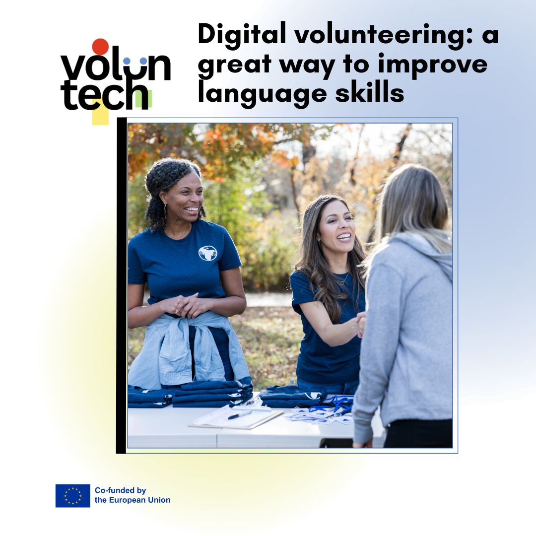 🗣️💻 Digital volunteering: a great way to improve language skills
Digital volunteering is not only about helping others—it is also a powerful learning experience. When young people collaborate with international organisations and volunteers, they naturally practice and improve their foreign language skills.
Through online volunteering, young people can:
✨ Communicate with people from different countries
✨ Practice languages in real-life situations
✨ Improve confidence in speaking and writing
✨ Learn new vocabulary related to social impact and community work
The volunTECH project promotes digital volunteering as a way to combine learning, personal development, and social contribution, helping young people grow both professionally and personally.
🌍 Learning a language becomes even more meaningful when it connects you with people and communities.
#DigitalVolunteering #LanguageSkills #YouthDevelopment #LearningByDoing #ErasmusPlus