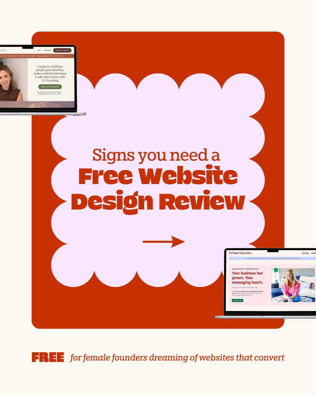 I see the same mistakes on websites time and again, but the main issue is that they're not working towards hitting your goal. You need a strategy for this, hon. This free review over here will give you a clear idea of how to get those dream clients converting.
👉 DM me your link and your dream goal - I'll do the rest