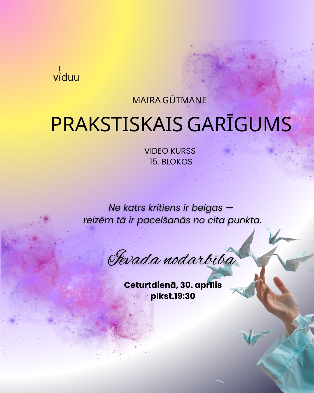 To nevar līdz galam izskaidrot.
Un varbūt arī nevajag.
☘☘☘
Praktiskais garīgums — tas nav kaut kas, ko var “saprast” ar prātu.
☘
Tas ir ceļš, kurā Tu sāc ieraudzīt, kā Tu pats veido savu dzīvi.
☘
Un tas nenotiek vienā brīdī.
☘
Tas ir process.
Dažreiz kluss.
Dažreiz ļoti personīgs.
☘
Un ne visi to sajutīs uzreiz. Un tas ir normāli.
☘☘☘
Bet ir viena lieta — tas, ko Tu šobrīd iedomājies, visticamāk nebūs tas, ko Tu piedzīvosi. Jo tas nav par idejām. Tas ir par pieredzi.
☘☘☘
📍 30. aprīlī plkst. 19:30 notiks
ievada nodarbība (Zoom)
Tur Tu vari paskatīties tuvāk — bez solījumiem
Vienkārši sajust, vai tas ir priekš Tevis.
☘
Ja kaut kas šajā uzrunā — Tu jau zini, ko darīt.
👉 saite @te.viduu BIO