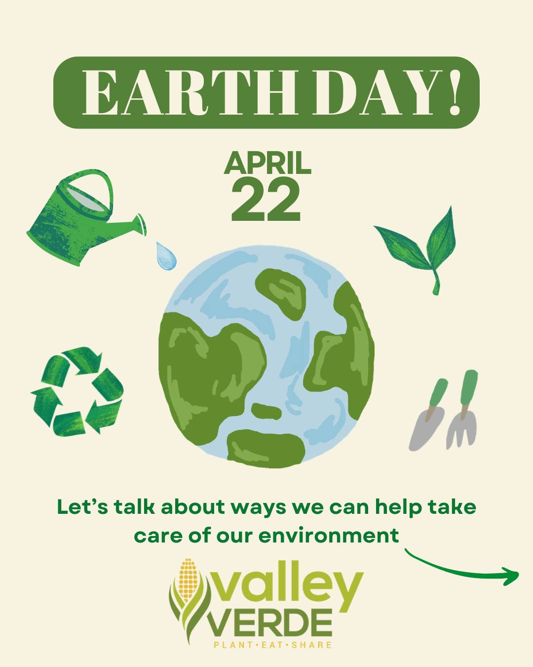Happy Earth Day from Valley Verde! 🌎💚
Today is a reminder that small actions add up to real impact. From planting native plants to reducing food waste, there are so many ways we can take care of our planet every day.
If you’re looking to get more involved, join our WhatsApp volunteer group to stay updated on opportunities: https://forms.gle/bnAx68Gpuh1edNJs7
#valleyverde #EarthDay #community #Volunteer #nutrition #SustainableLiving #CommunityGarden