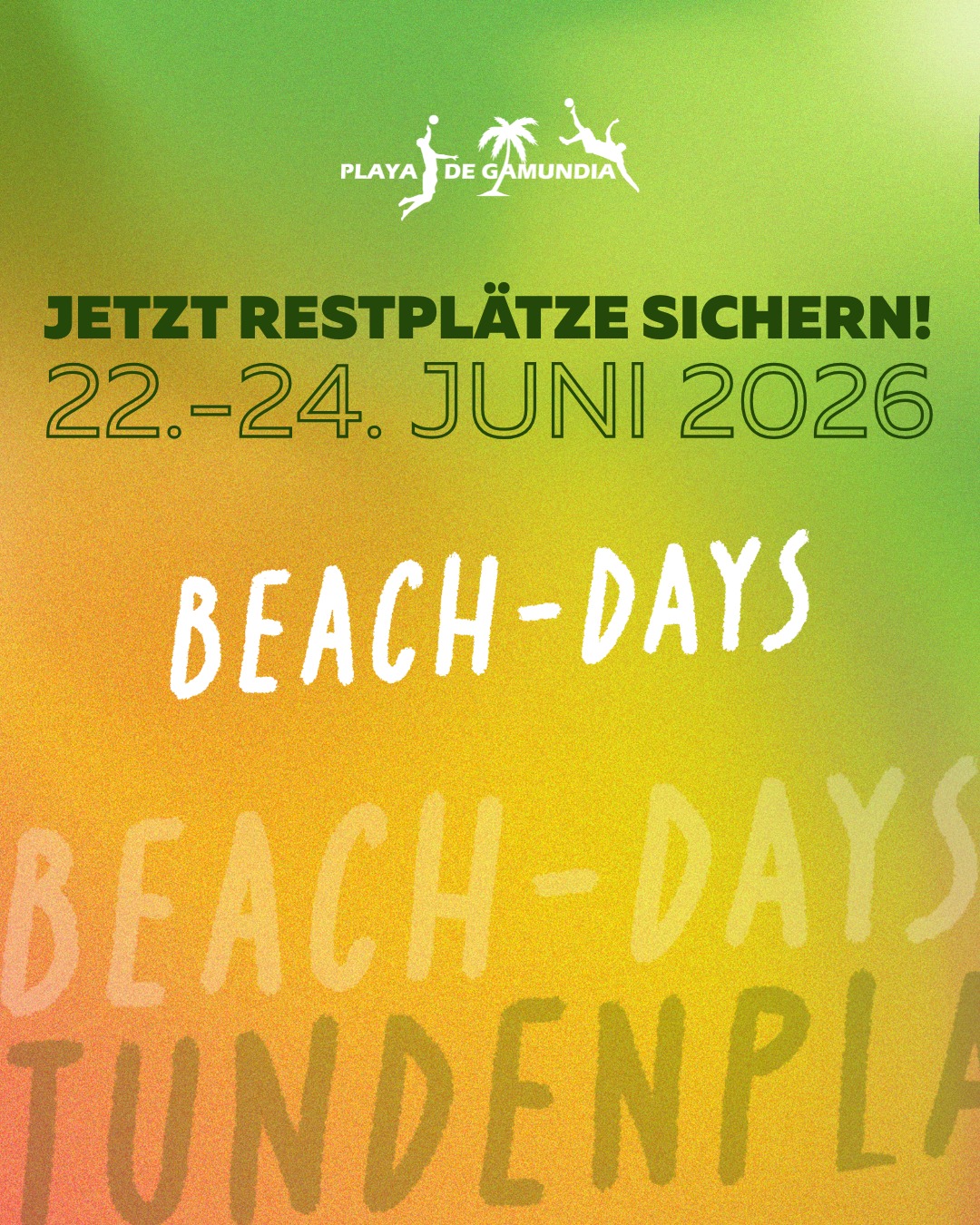 🏖️🔥 JETZT RESTPLÄTZE SICHERN! 🔥🏖️
Die BeachDays stehen vor der Tür!
📅 22.–24. Juni 2026 | Johannisplatz Schwäbisch Gmünd
Erlebt unvergessliche Schulaktionstage voller Bewegung, Teamgeist und Spaß im Sand:
🏝 Strandsportarten ausprobieren
🏐Erlebnisstationen entdecken
☑ kostenlos
▶ Weitere Infos & Anmeldung über den Link in der Bio/Story!
Sichert euch jetzt die letzten Plätze und seid dabei. Für Montag und Mittwoch sind noch Plätze für 2-3 Klassen frei!
#BeachDays #Restplätze #SchuleMalAnders #Teamgeist #SommerVibes #GmündsgrößterSandkasten
