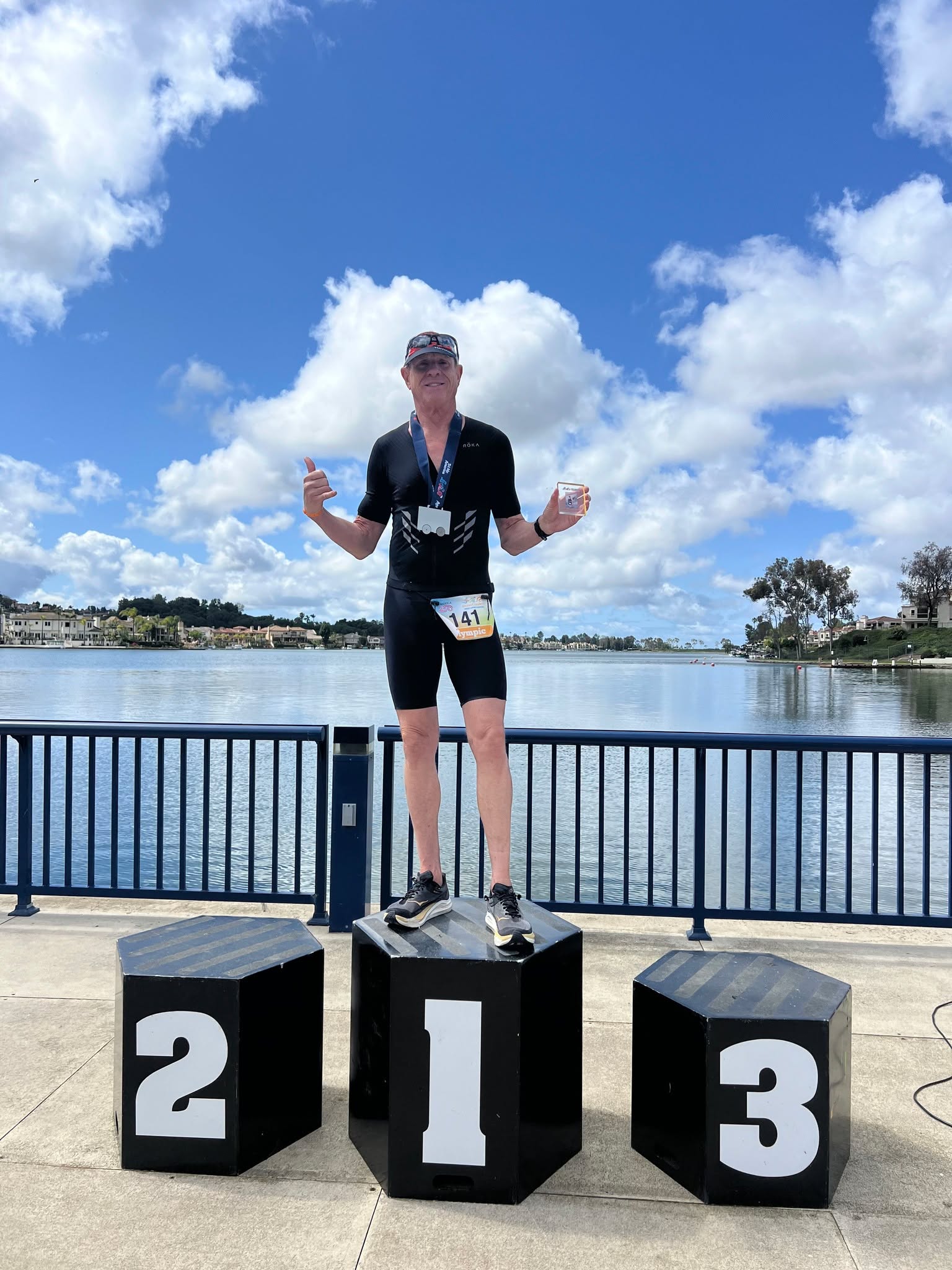 Question: How do you finish BOTH first AND last? By being the only one in your age group.
I suspect the crappy weather may have kept some of the other old guys in bed today, so I was the only finisher in my age group at the OC Olympic distance triathlon.
So, the best measurement was me today against me last year. Bettered my time by 48 seconds from last year. Guess I'm not getting older I'm getting better!
Congratulations to all my pals and my coaching clients on their finishes today as well.
WiiseCoaching.com ROCKS!!!