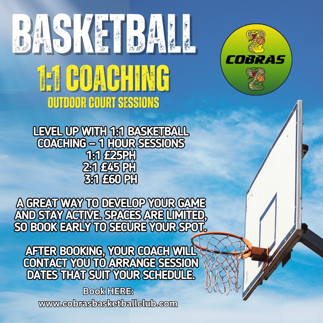 With the weather starting to improve, it’s the perfect time to get back out on court and put in the work 🏀☀️
Our outdoor 1:1 basketball coaching sessions are a great way to build skills, boost confidence, and stay sharp heading into the 2026/2027 season.
Limited spaces available — book early to secure your spot.
https://www.cobrasbasketballclub.com/bookings
#Basketball #1on1Coaching #PlayerDevelopment #CobrasBasketballClub #Hoops #GameReady #YouthBasketball #StayReady #OutdoorTraining