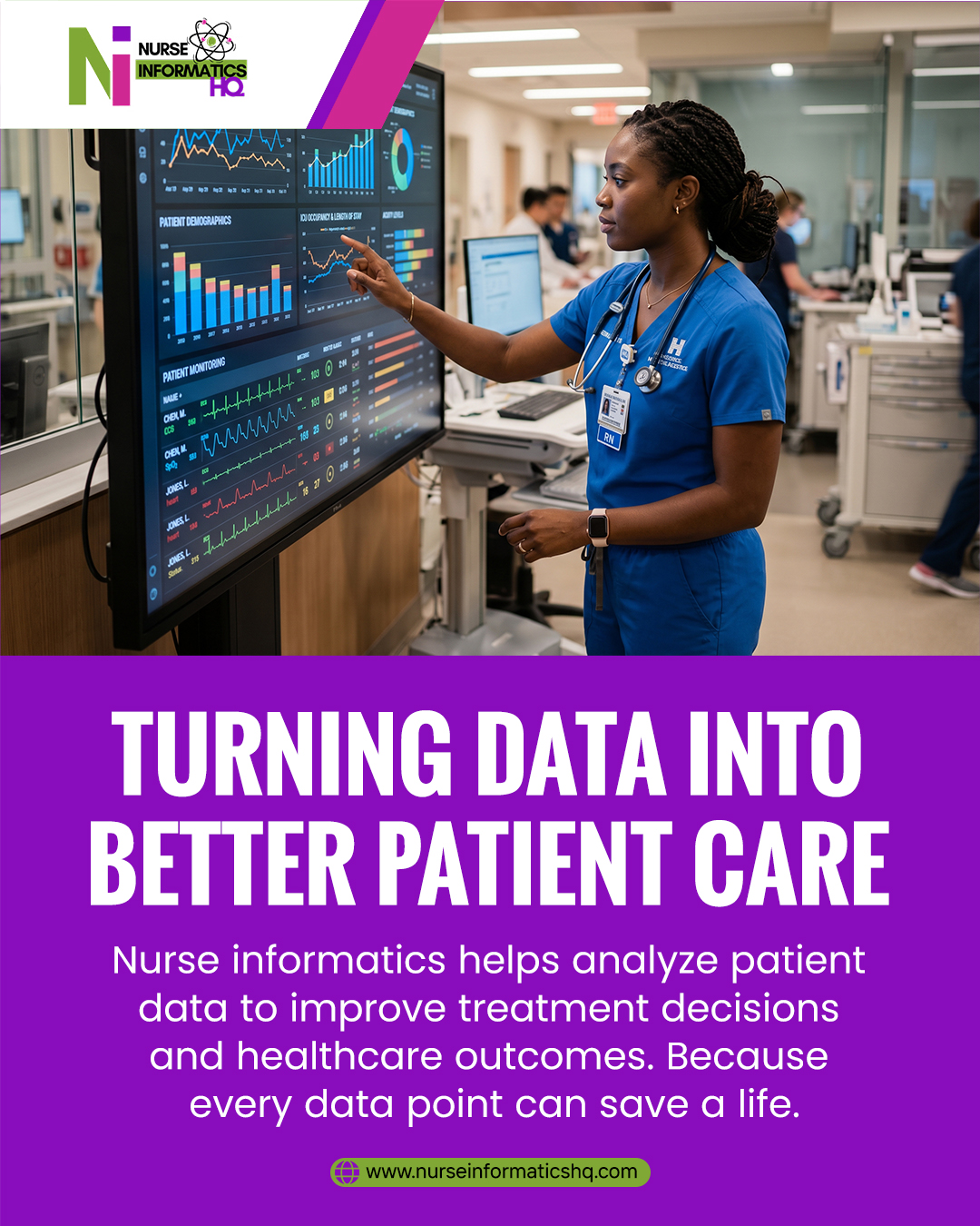 Turning data into better patient care 💻
Behind every better outcome is better information.
Nurse informatics transforms patient data into insights that support smarter decisions, faster responses, and improved care.
Because every data point matters—and sometimes, it can save a life.
Start your journey in this growing field today:
👉 www.nurseinformaticshq.com
#NurseInformatics #HealthcareInnovation #DigitalHealth #BetterCare #NursingFuture #DataDriven