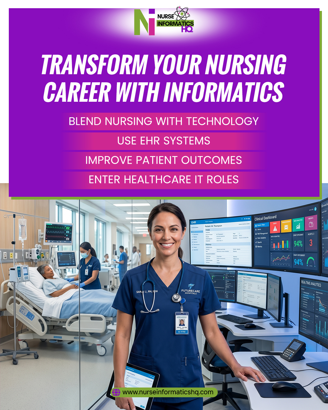 TRANSFORM YOUR NURSING CAREER 💻🩺
Step into the future by blending nursing with technology.
✔️ Work with EHR systems
✔️ Improve patient outcomes
✔️ Explore healthcare IT roles
Expand your impact beyond the bedside and unlock new career possibilities.
🌐 www.nurseinformaticshq.com
👉 Start your journey into nursing informatics today.
#NursingCareers #NursingInformatics #HealthcareTech #CareerGrowth #NurseLife #FutureOfHealthcare #EHR #HealthcareInnovation #ProfessionalDevelopment #LevelUp