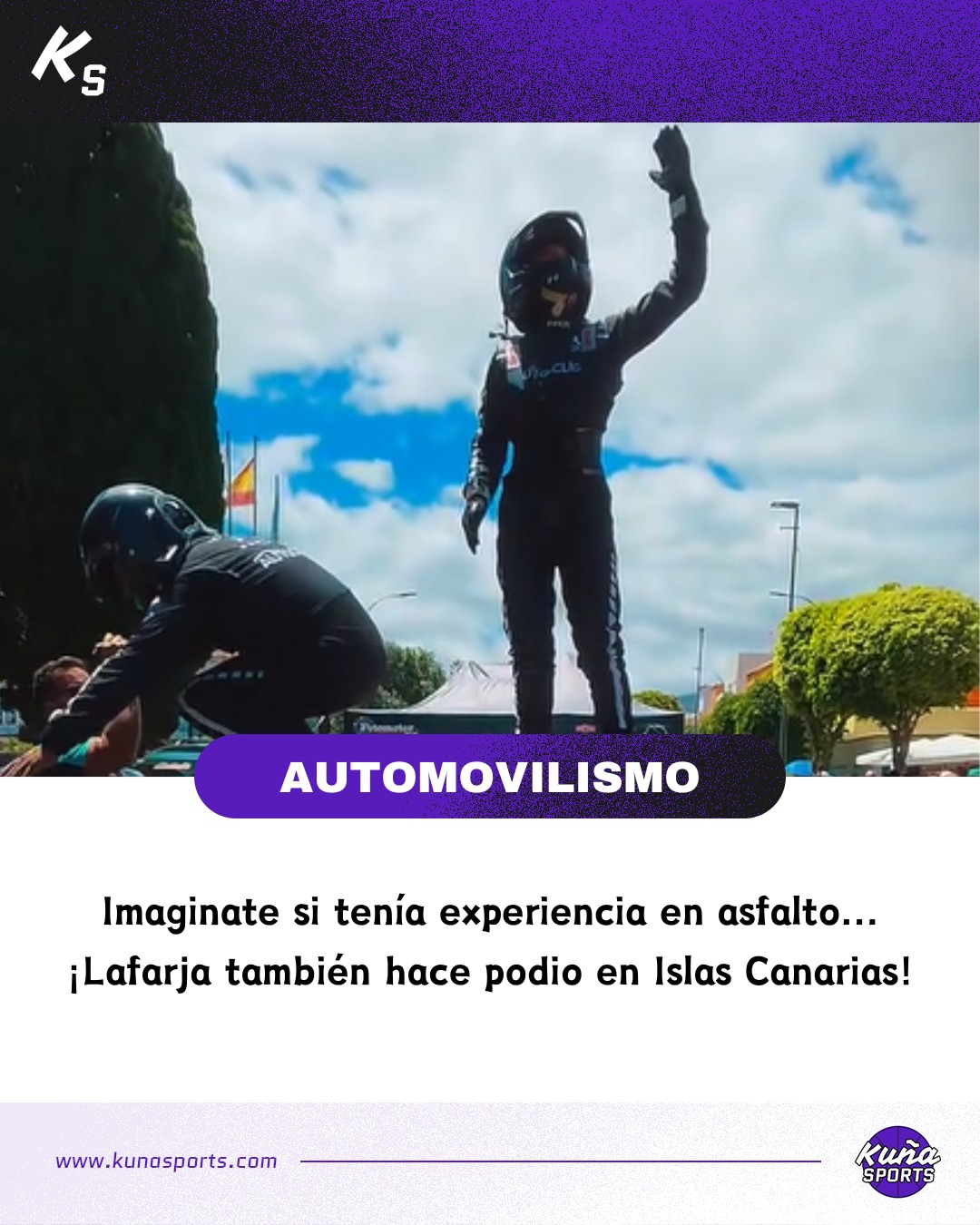 ¡Qué mujer!🙌🏻
🙋🏻♀️No cabe duda que Andrea Lafarja lleva a la pista la esencia misma de ser mujer: la resiliencia.
🛣️Llegó a Islas Canarias para disputar la quinta fecha del WRC con un pequeño gran obstáculo: el rally se corre en asfalto y ella nunca había corrido en asfalto.
🤔¿Cómo terminó la historia?
🥉Junto a su gran dupla Germán Maune volvieron a hacer podio (P3) en el WRC Masters Cup.
😏Si en Kenia fue -ponele- porque las condiciones de pista eran similares a las que acostumbra correr, ¿en Islas Canarias por qué fue?
😎¡Y porque sos UNA PILOTO DE LA GRAN 7 @andrealafarjaracing!
👏🏻¡Felicitaciones crack!
#KuñaSports💜