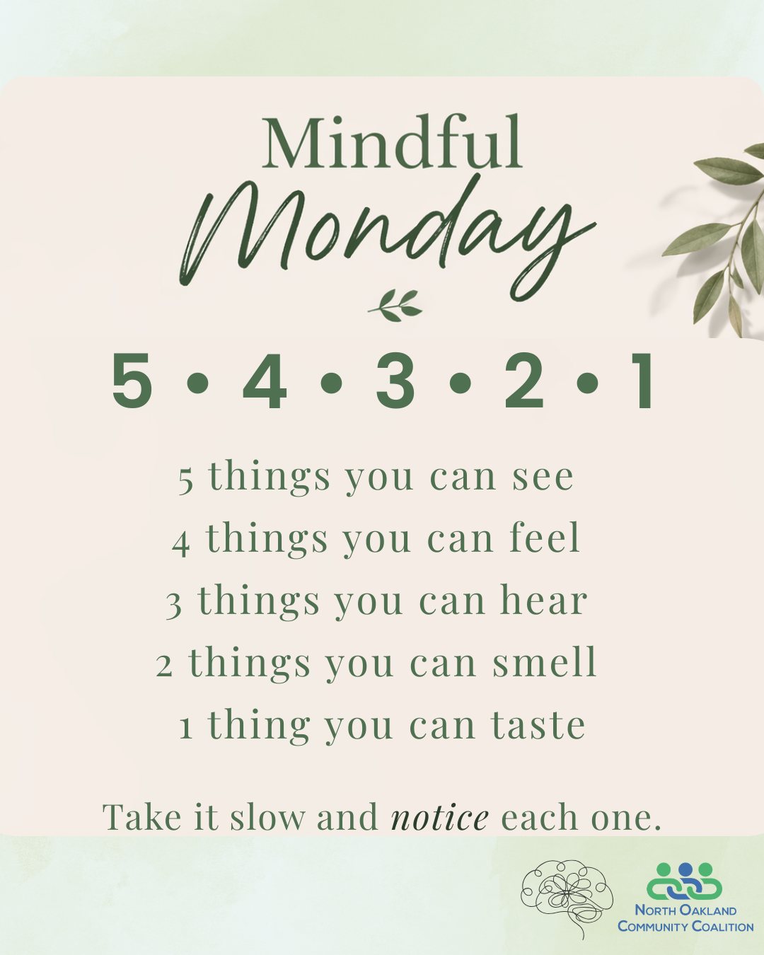 Feeling overwhelmed? Take a moment to pause and reset.
Try this simple grounding exercise:
5 things you can see
4 things you can feel
3 things you can hear
2 things you can smell
1 thing you can taste
Take it slow and notice each one.
Even a quick reset like this can help bring you back to the present moment.
What’s one thing you noticed during this exercise? 👇