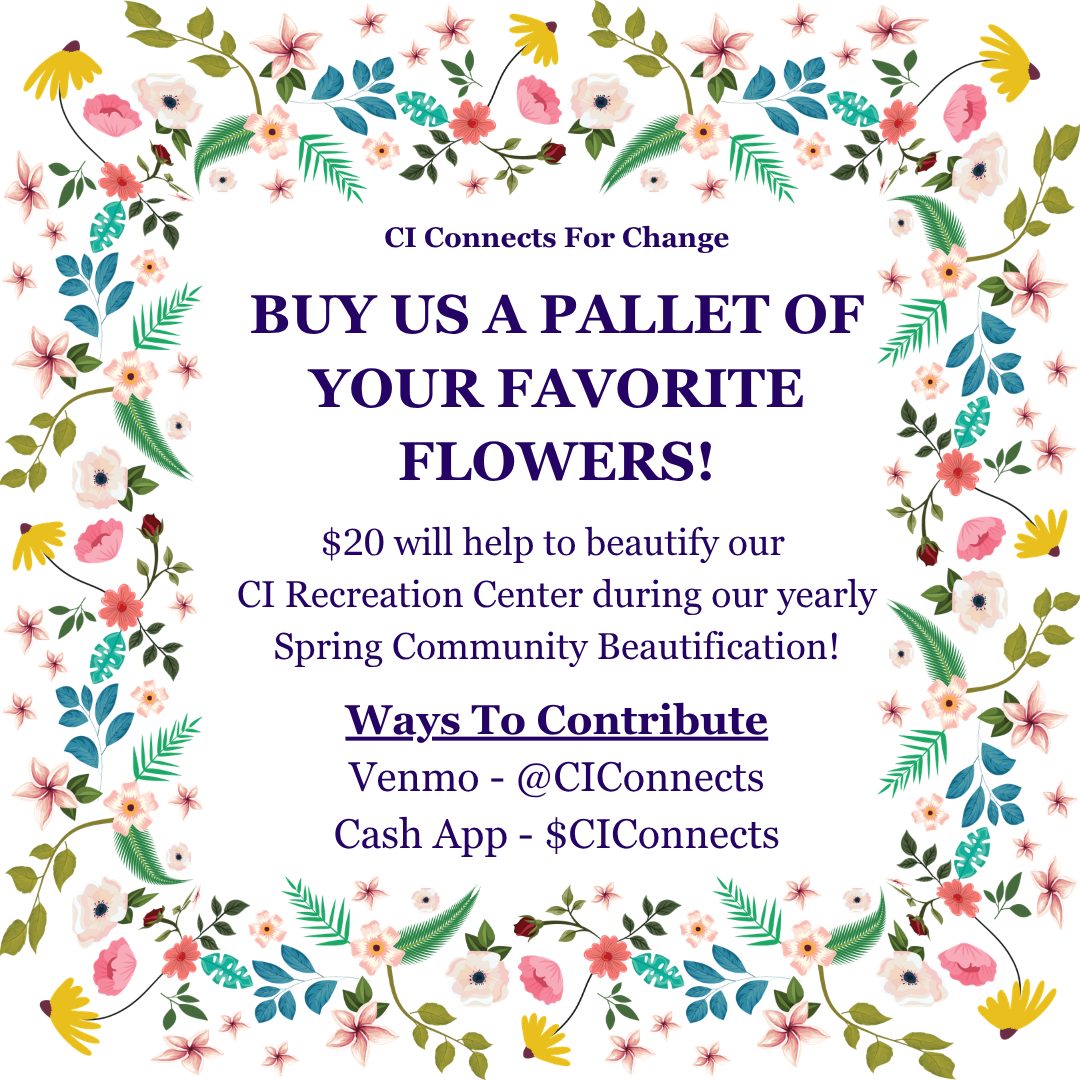 Hi Central Islip!
Join us in beatifying our community. A $20 donation will purchase a pallet of flowers to be planted by community volunteers at the CI Rec. Center and our community waterfall. Donate a flower pallet and watch them bloom!
Donations can be sent by Venmo - @CIConnects or by Cash App - $CIConnects.
Thank you! 💜💛