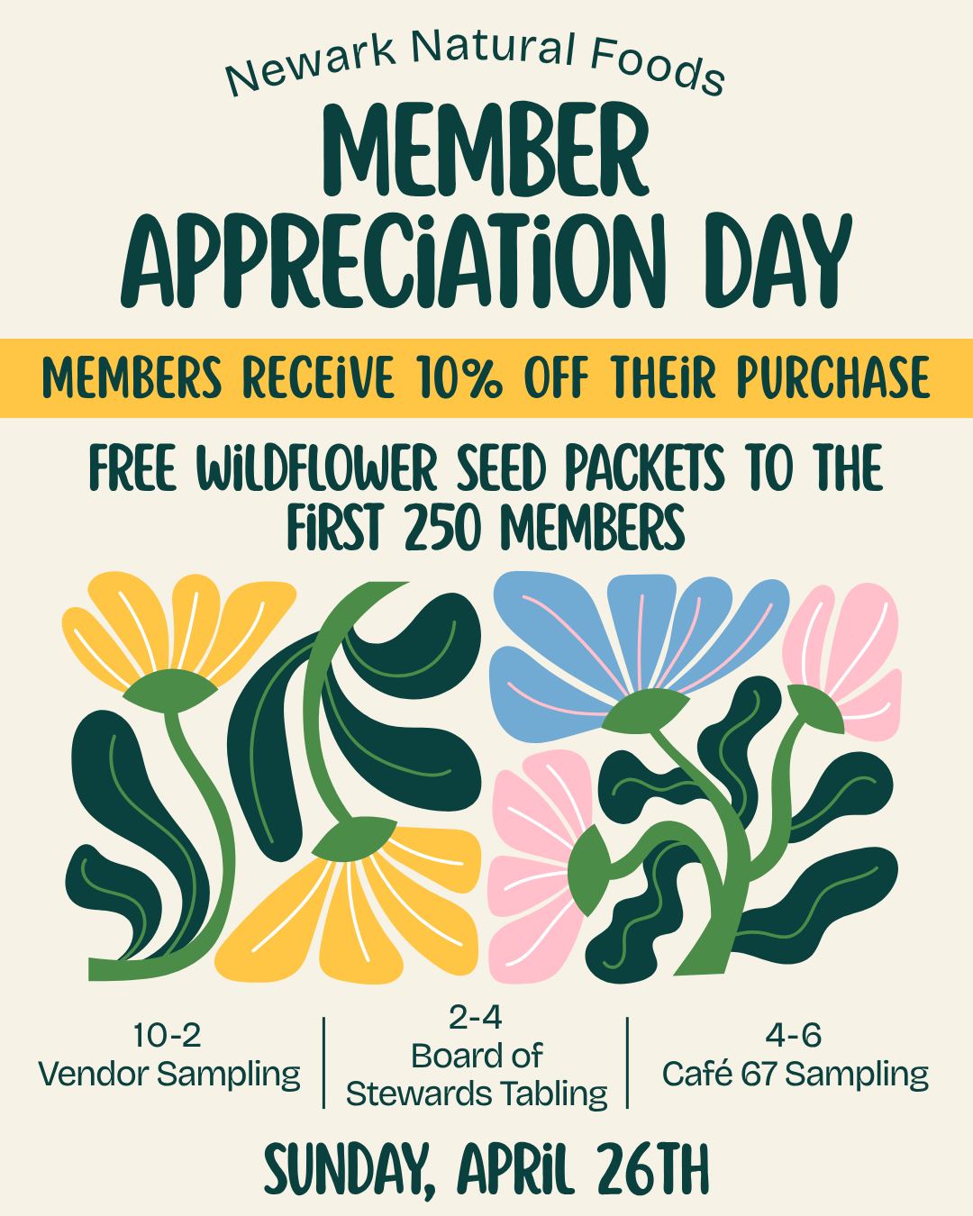 Members: stop by tomorrow for our first reworking of Membership Appreciation Day! All day, receive 10% off your entire purchase, and take home a free wildflower seed packet if you're one of the first 250 members to come shop. If you're not a member, you can sign up in store and still receive all the perks 🥳