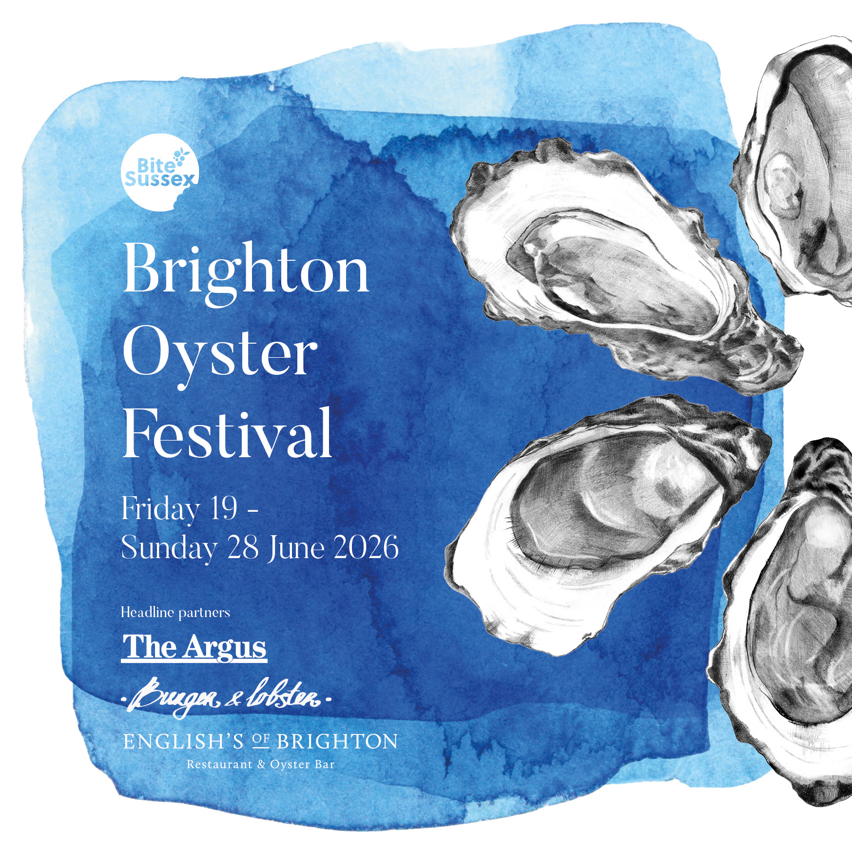 Save the date! We’re back with more BITE in June: the Brighton Oyster Festival.
Fifteen of the city’s top bars and restaurants will be serving up an oyster snack plus your choice of sparkling wine, cocktail or Fever-Tree 0% cocktail for just £15.
Curate your own oyster trail visiting multiple venues from Friday 19 - Sunday 28 June, or simply drop in for a bite and bubbles.
We’re also running a programme of one-off evening charity events including a Sparkling Sussex Soirée featuring local wines at Brighton Toy & Model Museum and the return of our ever-popular Cocktails & Canapés Under The Sea at SEA LIFE Brighton aquarium.
With further dining events at Lost in the Lanes, Crazy Goose and Burger & Lobster plus a professional shucking competition at English’s of Brighton, there’s never been a better time to BITE into Sussex with us.
Everything you need to know is at www.bitesussex.com
Venues: @burgerandlobster @caseshove @cecconisrestaurants @thecoalshed @thecopperclam @thecrazygoosepub @embers_restaurant_ @englishsofbrighton @fumi.restaurant @tapalocabrighton @lostinthelanes @driftbrighton @pearlycowbrighton @thesaltroombrighton @stem.hove
Partners: @butlerswinecellar @brightonargus @stophamvineyard @roebuckestates @fevertreemixers @brightonginstergram @sealifebrighton @brightontoymuseum
