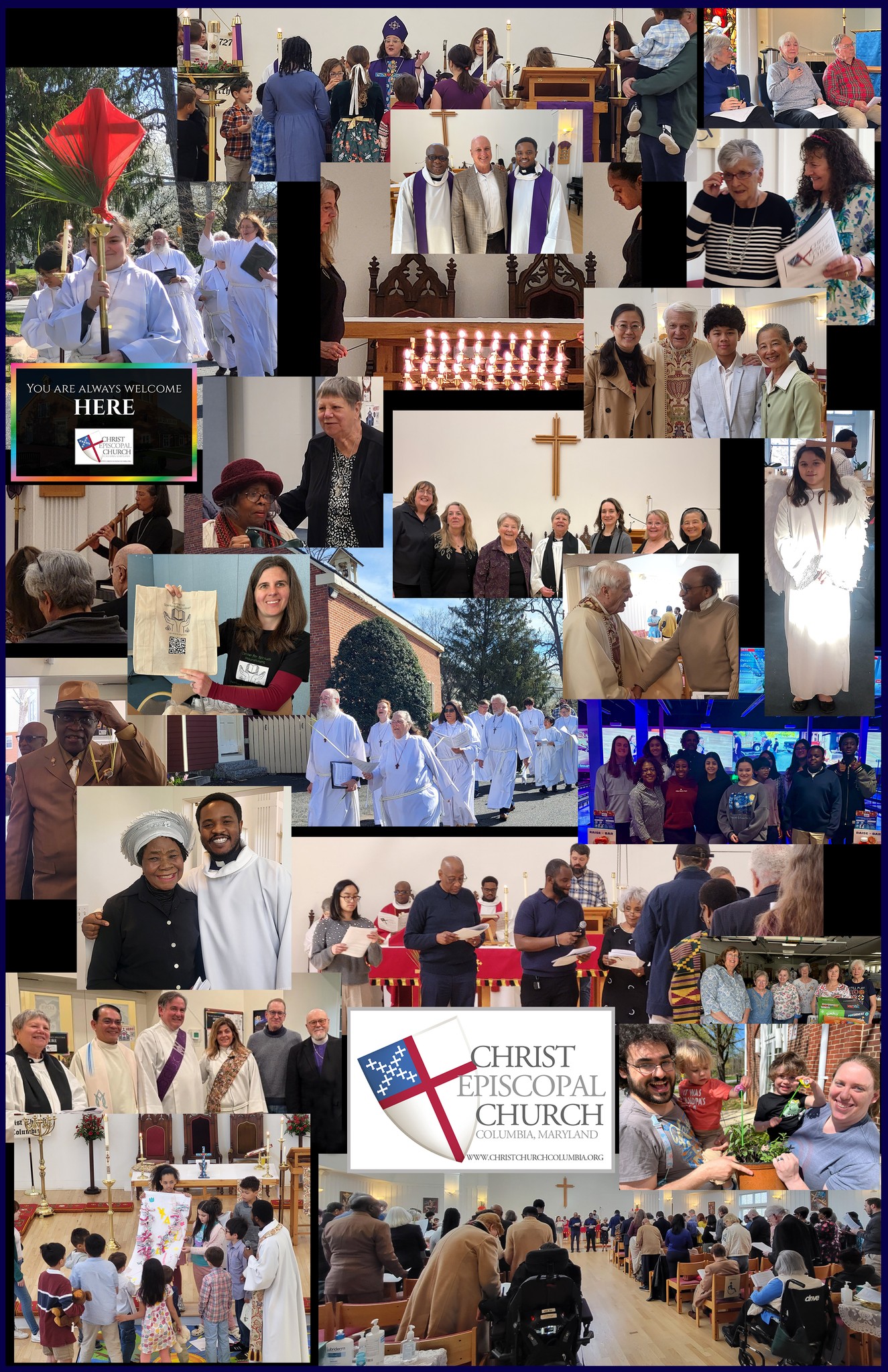 It was a wonderful winter at Christ Church. Lent welcomed more friends, both old and new, through our doors than we've seen in a long while. Clergy from our own diocese and others, as well as leaders from other walks of faith, gathered with us in the sanctuary. We've gathered in fellowship for topics rooted in faith and in fun. And things are only warming up...
Spring is here, and so many events are on the horizon - Taizé Vespers, spring flower sale, BBQ & picnic, Vacation Bible School, film screenings, rollerskating parties, Center for Spiritual Nourishment (with new events!), monthly Saturday breakfast, cycling trips, Theology on Tap.... if we listed them all here, we would run out of room (and time)! You can sign up for our weekly email newsletter, and you'll be notified of every upcoming gathering taking place. And as always, we'd love to see you at all of them.
YOU ARE ALWAYS WELCOME HERE.
Email us at info@christchurchcolumbia.org to join our list, or visit www.christchurchcolumbia.org
#YouAreWelcomeHere #gatherwithus #cometochristchurch #christchurchcolumbia #episcomd #howardcountymaryland #columbiamaryland #yourewelcomehere