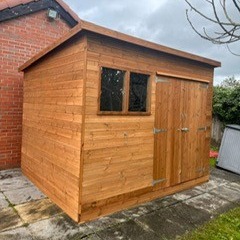 10' by 8' Pent shed
12mm TGV cladding
Double doors
Bearer base and skirting
Internal back wall, membrane and clad
8' by 6' Apex Shed
12mm TGV cladding
Double doors
Guttering
Double opening window
🌐https://www.halstocksheds.co.uk/sheds
