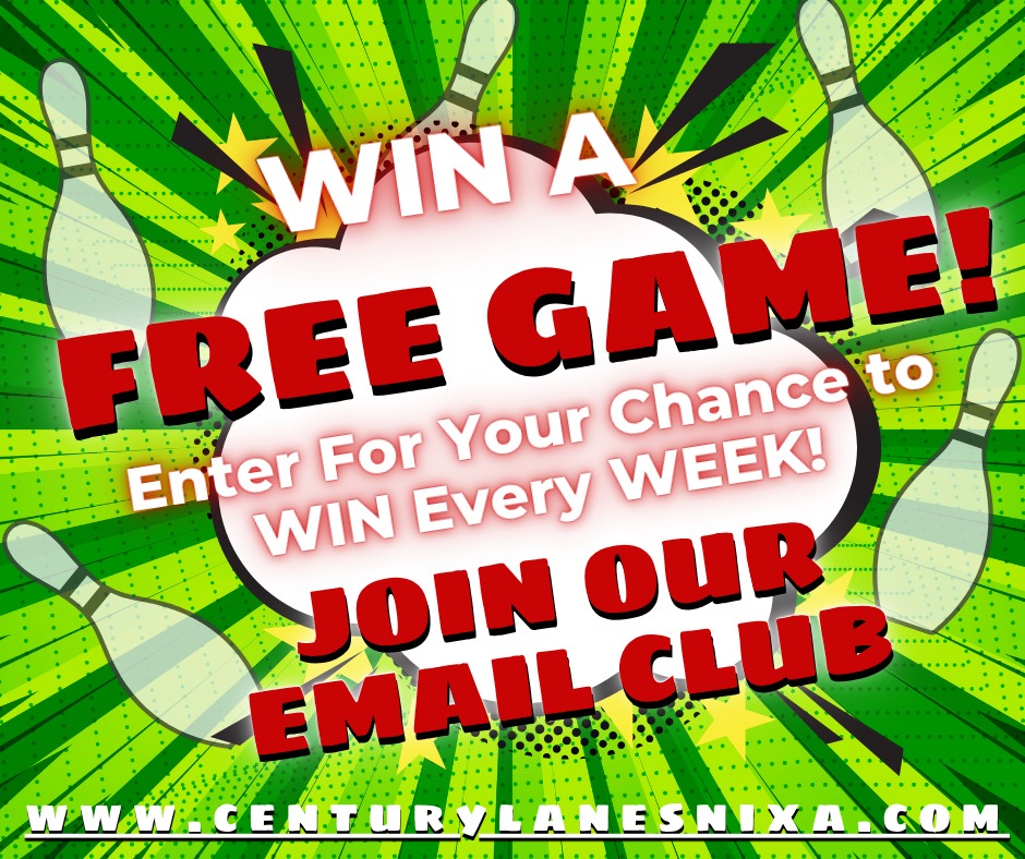 🎳 Love to bowl? Love winning prizes? Join the Century Lanes email club today! 🏆 Get exclusive offers, the latest updates, and a chance to win a FREE game every week! 🎉
Don't miss out on the fun! Sign up now on our website! 👉
https://www.centurylanesnixa.com/
#BowlingFun #WinWithCenturyLanes
Come be part of our community and let's roll together! 🎉