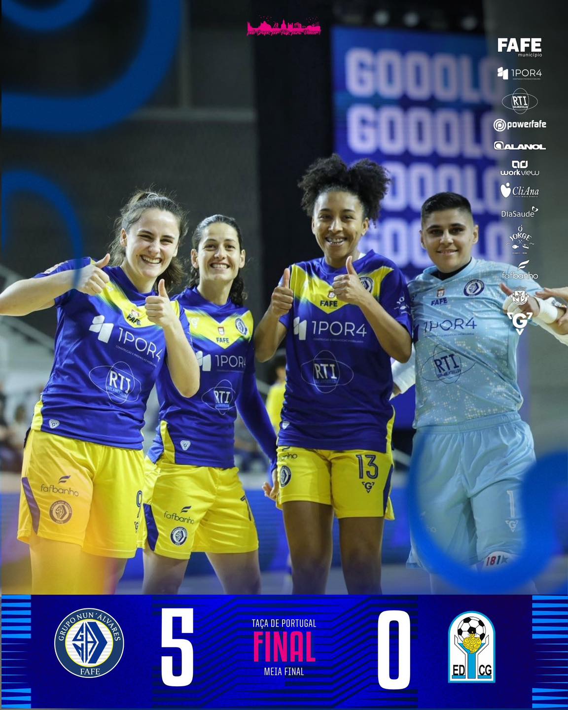 🏆🇵🇹 | Meia Final
Resultado Final ⏹️ #GNAEDCG
Nun’ Álvares 5-0 EDC Gondomar
#peloGRUPOporFAFEparaVENCER