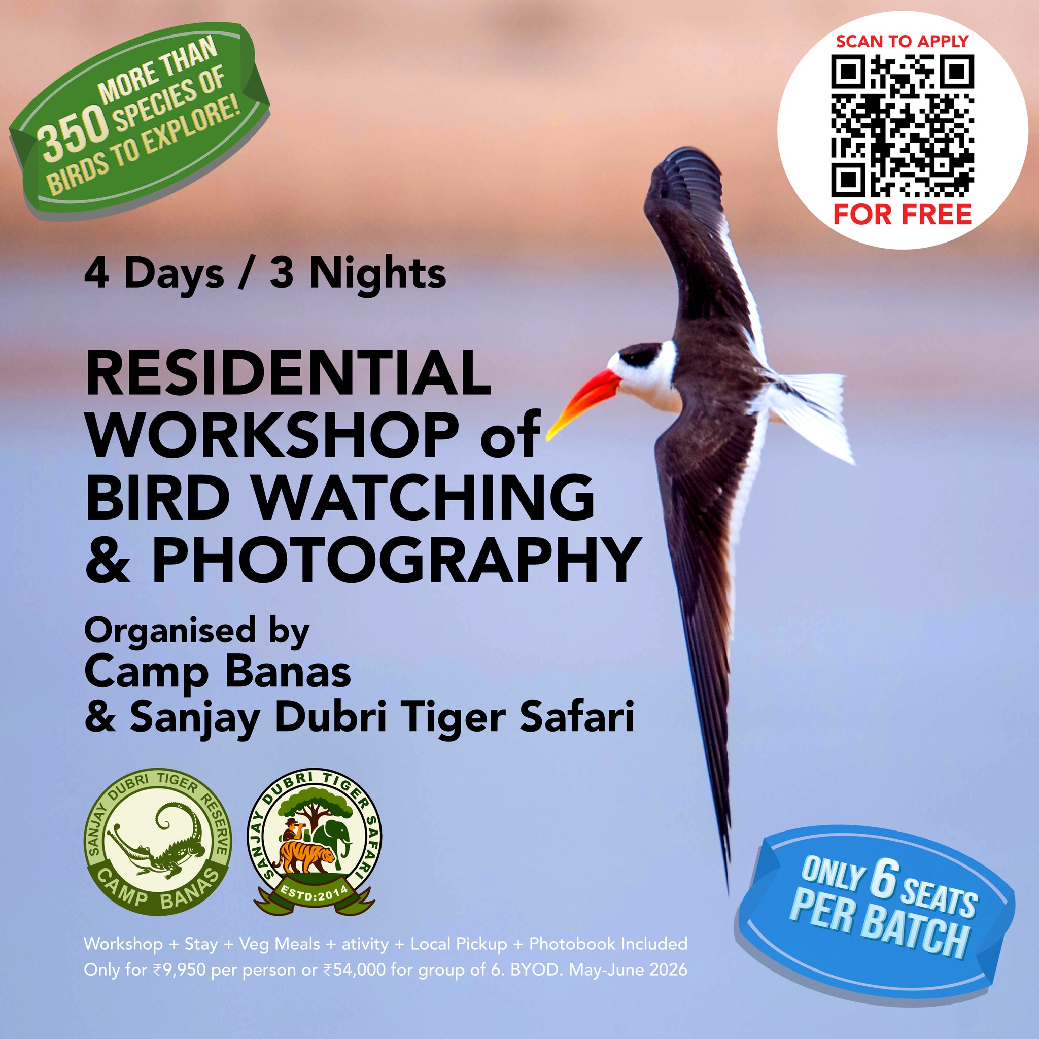 @camp_banas, in association with Sanjay Dubri Tiger Safari, invites you to a 4-day immersive experience.
Apply for FREE: https://forms.gle/jnpj7qSTrF8cEZfY9
Download the booklet to know more: https://acesse.one/2knx54t
#birdwatching #birdphotography #wildlifephotography #NatureWorkshop #CampBanas #SanjayDubriTigerReserve #MadhyaPradesh #ExploreMP #naturelovers #EcoTravel #IntoTheWilderness #OffbeatIndia