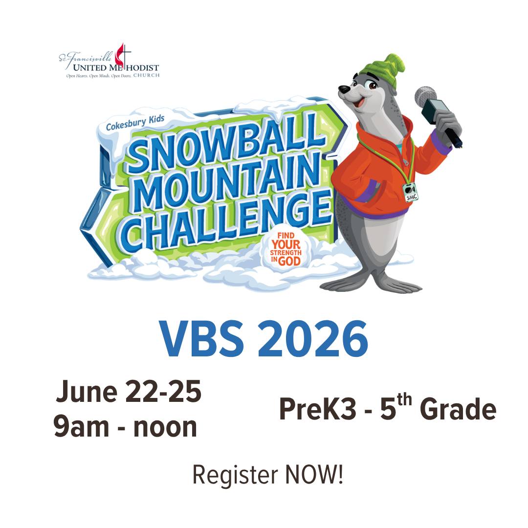 Time to plan for summer! We'd love to have your children, grandchildren and friends join us for this year's Vacation Bible School. Click the registration link below or call (225) 635-3763 to register today!
https://st-francisville-umc.mycokesburyvbs.com/register-child