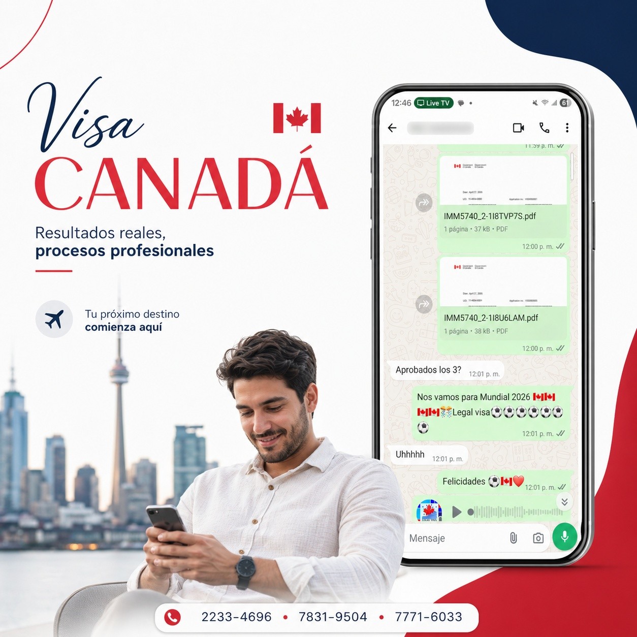 En Legal Visa trabajamos con casos reales y resultados reales 🇨🇦
Hoy compartimos una nueva visa de turismo aprobada, reflejo de un proceso bien asesorado y llevado paso a paso.
Cada solicitud es diferente, por eso te brindamos orientación clara y profesional durante todo el proceso.
📞 2233-4696 • 7831-9504 • 7771-6033