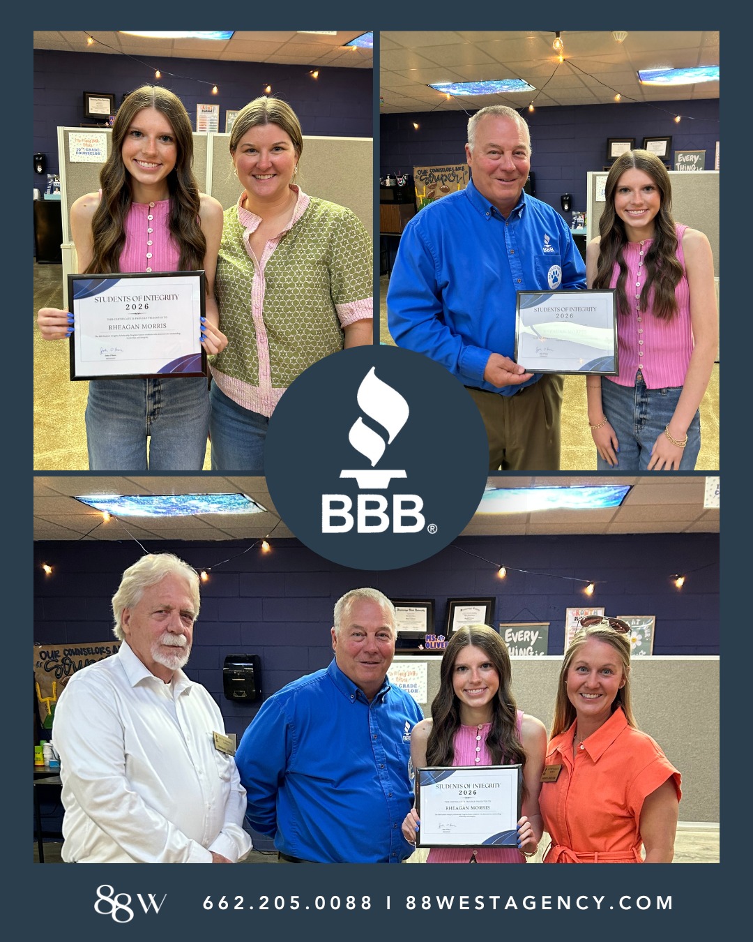 It was a pleasure meeting Rheagan Morris from Saltillo High School. The Better Business Bureau Student Integrity scholarship program honors students who demonstrate outstanding leadership and integrity. It was thrilling to be a part of the celebration and see this inspiring teen make an impact on her community! 🥳
📞662.205.0088 | 251.202.7180
💻 88westagency.com
-
#88West #88WestAgency #TupeloMS #MSGulfCoast #ALGulfCoast #BrandAgency #MarketingResource #DesignAgency #MarketingAgency #BBB