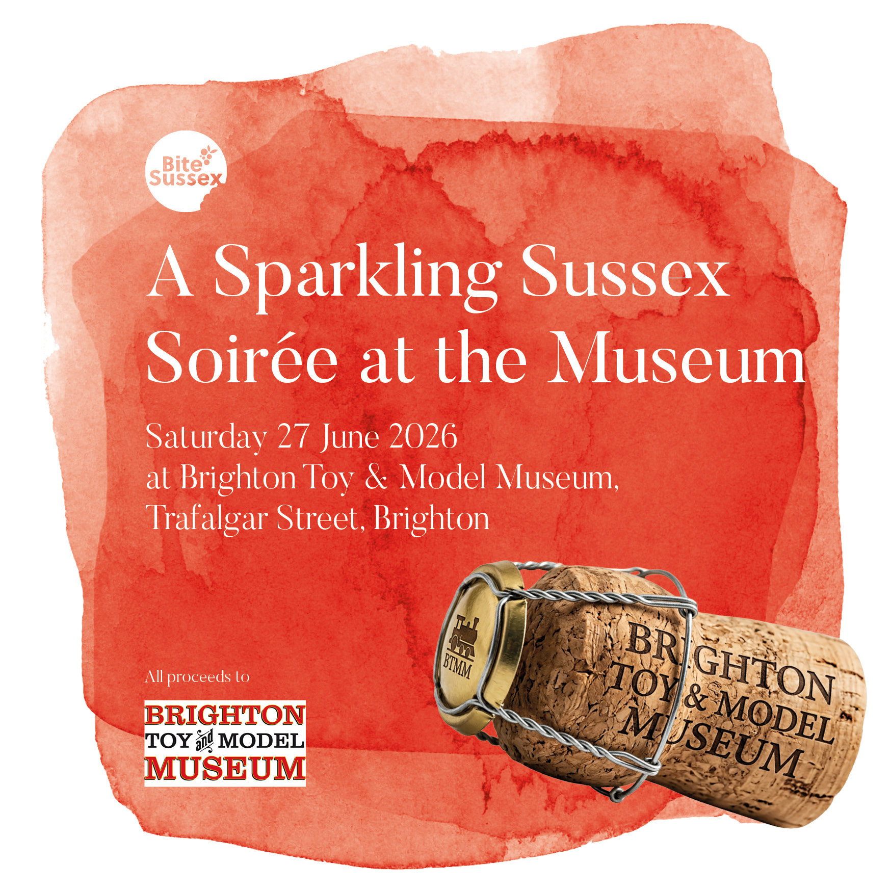 We’re back with our friends at Brighton Toy & Model Museum for a Sparkling Sussex Soirée on Saturday 27 June, as part of the BITE Brighton Oyster Festival running citywide from Friday 19 - Sunday 28 June.
Enjoy award-winning sparkling wines from Stopham and Roebuck wine estates in West Sussex, plus snacks from Burger & Lobster, Blossoms and Nostos, whilst you explore the Aladdins cave of vintage trains, puppets, Lego, dolls and much more.
100% of proceeds from this event will be donated to the museum charity to ensure their precious collection of toys and models is preserved for future generations to enjoy.
Everything you need to know is at www.bitesussex.com
@brightontoymuseum @stophamvineyard @roebuckestates @nostos__hove @blossomsbrighton @burgerandlobster