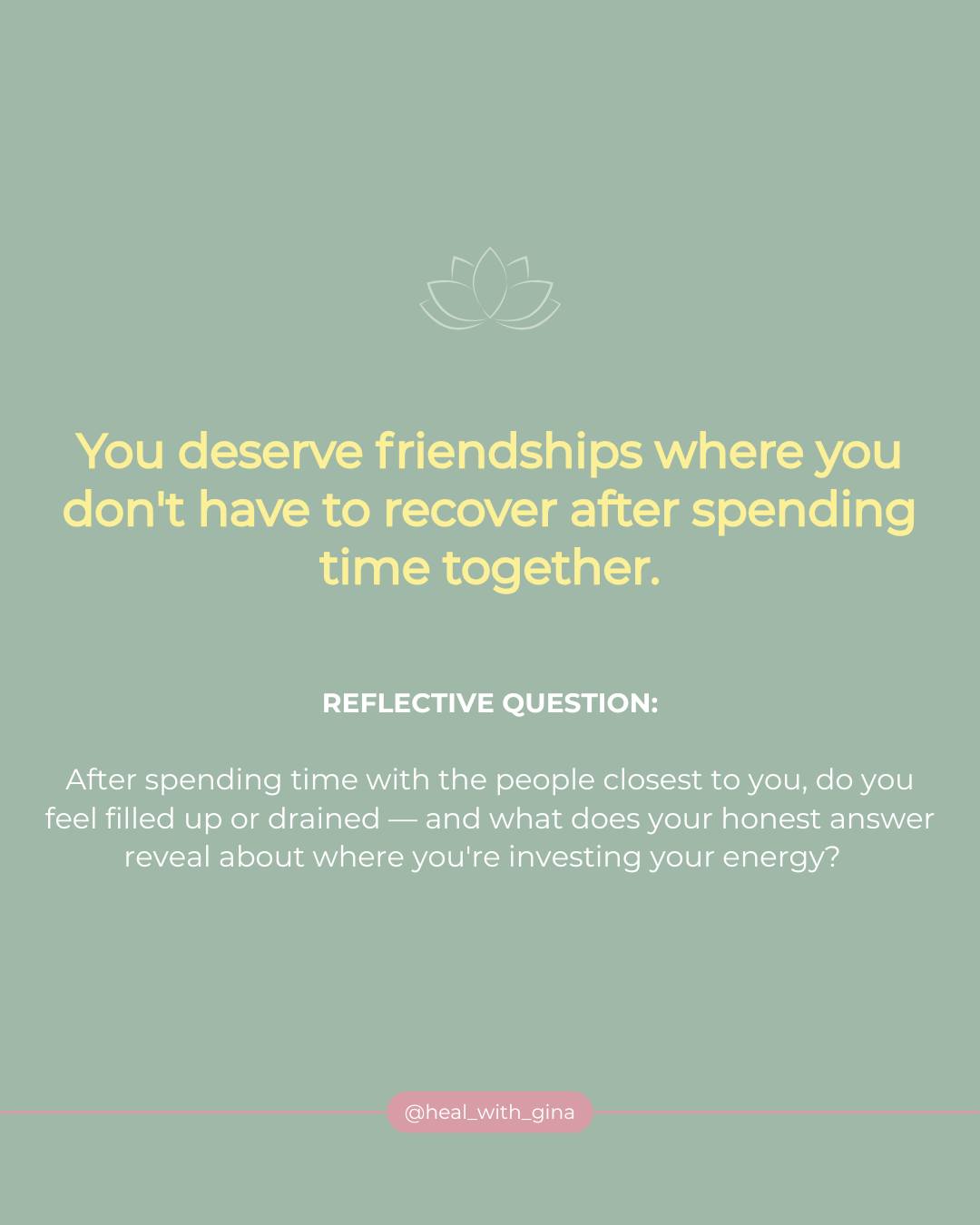 Not every connection is meant to cost you your peace.
Friendship should feel like safety.
Like laughter.
Like exhaling.
Like being seen without needing to perform.
Yes, real friendships hold space for hard conversations and heavy seasons…
but they shouldn’t leave you feeling emotionally depleted every time.
Your body often knows before your mind does.
Notice who feels nourishing.
Notice who feels draining.
Notice where your energy feels most at home. ✨
#communityheals #realfriendship #womensupportingwomen
#healingcommunity #tribevibes #mutualholding
#innerwork #selfawareness #healwithgina