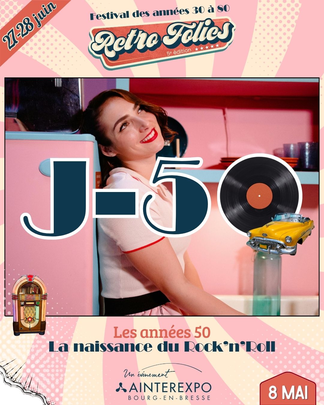 🎉 Retro Folies – Voyage au cœur des décennies | J-50
Une époque audacieuse, festive et pleine de style…🔥 Une décennie légendaire.
Sortez les pois, les rouges à lèvres et les looks iconiques… c’est l’heure de faire revivre l’âge d’or du rock !
🎸 Années 50 – Rockabilly Spirit
Swing, élégance et rébellion
Rock’n’roll, boogie et premiers rythmes endiablés
Cadillacs, jukebox et pin-up style !
Thème phare : Rock’n’Roll & Diner US 🚗🎙️
👉 Look conseillé : robes swing, bretelles, cuir, coiffures rétro.
📍 27 et 28 juin 2026 - Ainterexpo, Bourg-en-Bresse
🎫 Réserve ton pass ici > https://bit.ly/RetroFolies26
#RetroFolies #RetroFolies2026 #Ainterexpo #BourgenBresse #Vintage
#Annees50 #Party50 #50s #Mode50s #Rockabilly #rockandroll #PinUp #PinUpStyle