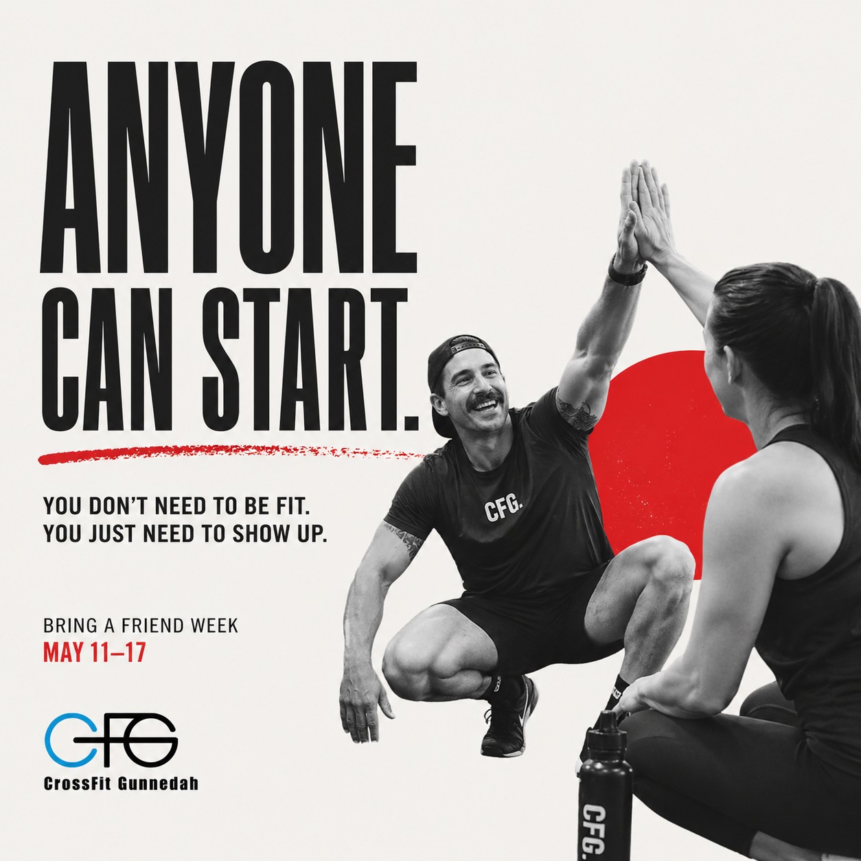 don’t need to be fit to start.
That’s the biggest myth holding people back.
Bring a Friend Week is built for beginners.
People who’ve never done this before.
People who don’t know the movements.
People who feel a bit unsure walking in.
Every session is coached.
Everything is scaled to your level.You
And the best part?
You don’t have to do it alone.
Bring someone with you and start together.
May 11–17.
Lock in your spot for the week—link below
https://forms.gle/A7WpW85RXfy7ULHe8