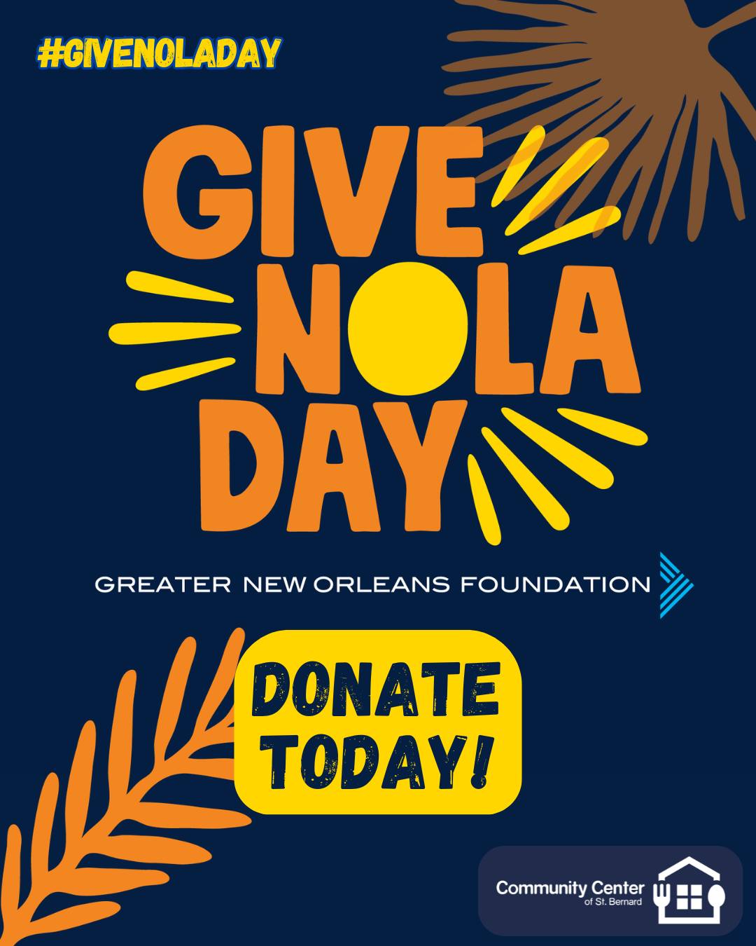 The momentum is building 💪
GiveNOLA Day is one of the biggest days of giving in our region—and YOU are part of it.
Let’s keep it going strong into the evening!
💻 https://www.givenola.org/organization/ccstb
@GreaterNewOrleansFoundation @GNOfoundation #givenoladay