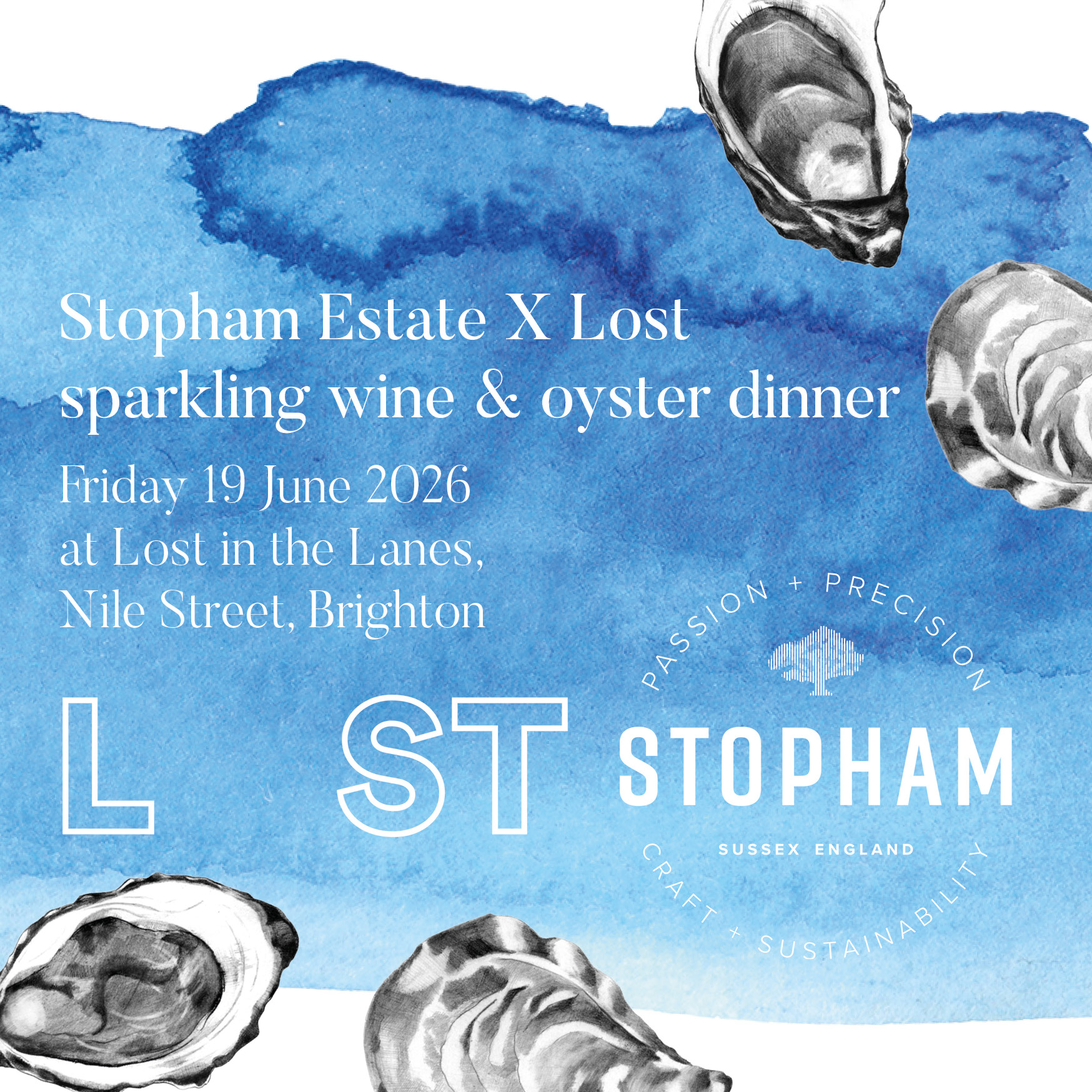 BITE Brighton Oyster Festival news… Stopham Estate X Lost sparkling wine & oyster dinner on Friday 19 June.
There's no doubting that oysters and seafood are the perfect partner to sparkling wine and there's no better Sussex fizz than that produced at award-winning Stopham Estate near Pulborough in West Sussex.
Marie Davies of Stopham Estate will be presenting four of their wines alongside a perfectly matched one-off five course menu curated by Lost in the Lanes’ head chef.
Full details of this and all BITE Brighton Oyster Festival events between Friday 19 - Sunday 28 June 2026 are at www.bitesussex.com
@lostinthelanes @stophamvineyard