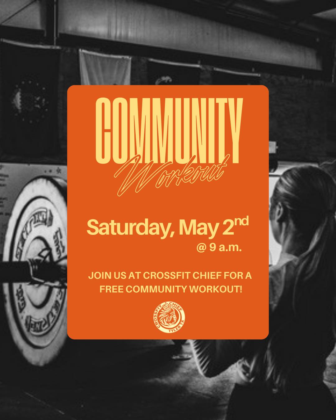 Free community workout this Saturday! Start your weekend right at CrossFit Chief. We’ll see you there! 🤝