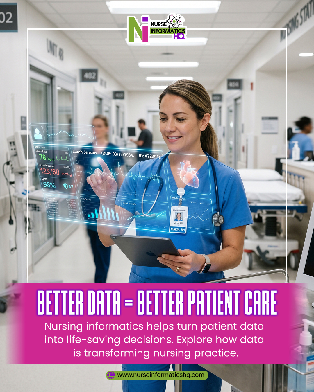 BETTER DATA – BETTER PATIENT CARE
Nursing informatics transforms raw patient data into meaningful insights that support faster, safer, and more accurate clinical decisions.
Discover how data is reshaping modern nursing practice and improving patient outcomes every day.
🌐 www.nurseinformaticshq.com
#NursingInformatics #HealthcareInnovation #PatientCare #DigitalHealth #Nursing #HealthTech #DataDrivenCare #ClinicalDecisionSupport #FutureOfNursing #HealthcareTransformation