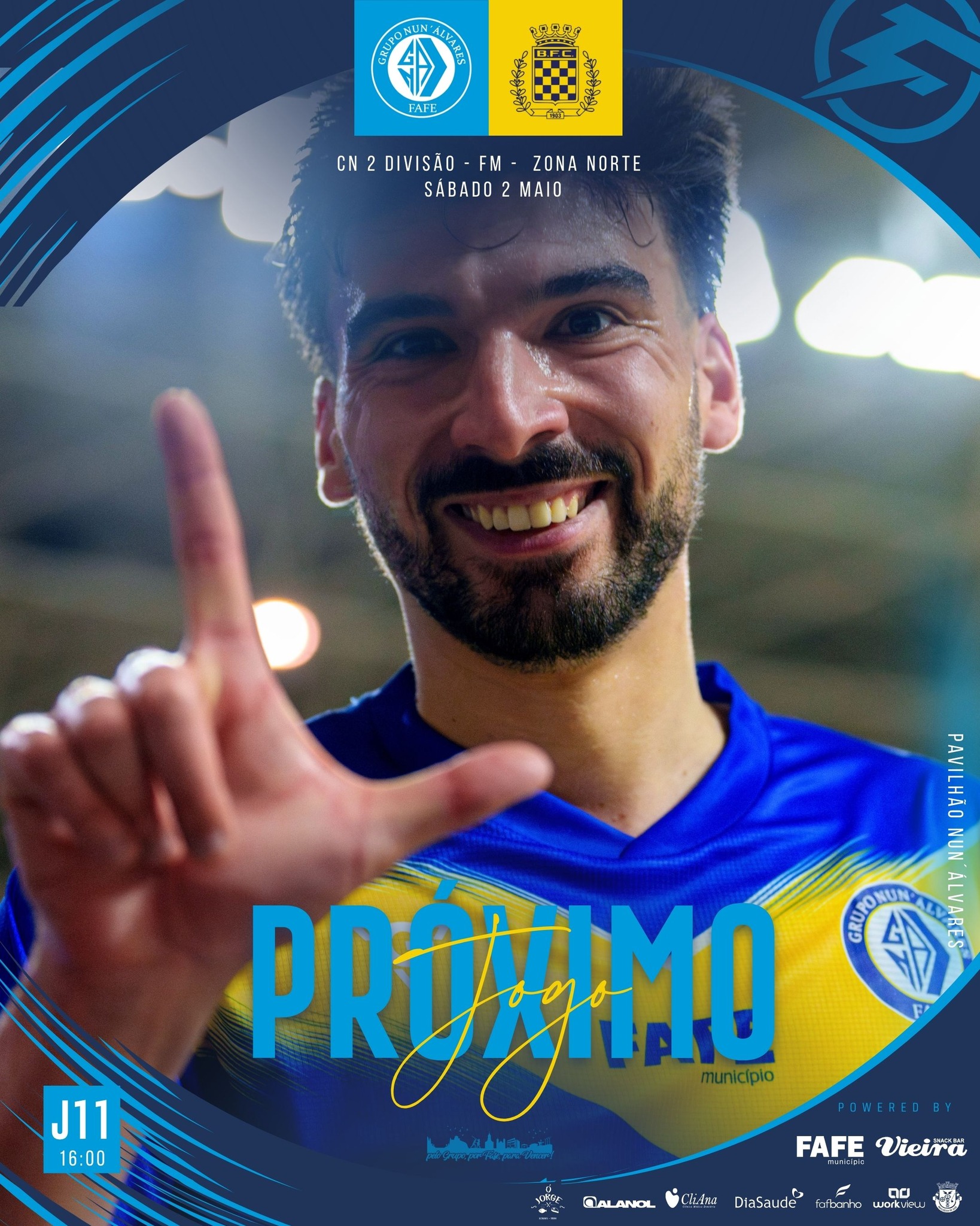 𝘾𝙉2 𝘿𝙄𝙑𝙄𝙎𝘼𝙊 | PRÓXIMO JOGO
📆 2 Maio
🆚 Boavista FC
🕒 🇵🇹16:00
📍 Pavilhão Nun´Álvares
🎟️ https://www.gcrnunalvaresfutsal.com/bilheteira
#peloGRUPOporFAFEparaVENCER