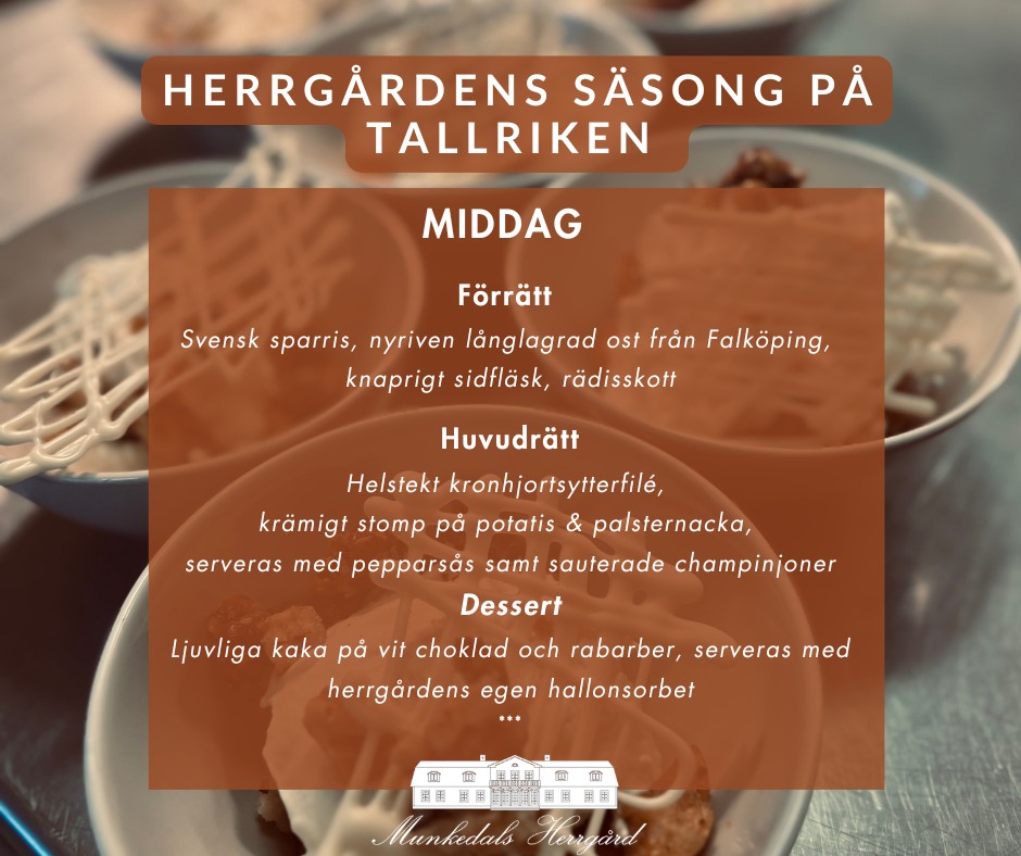 En ny vecka – nya smaker att njuta av hos oss.
Här hittar du vår kvällsmeny samt söndagens middag, skapad med omtanke och det bästa från säsongen.
Säkra din plats och boka bord i god tid – vi ser fram emot att välkomna dig!