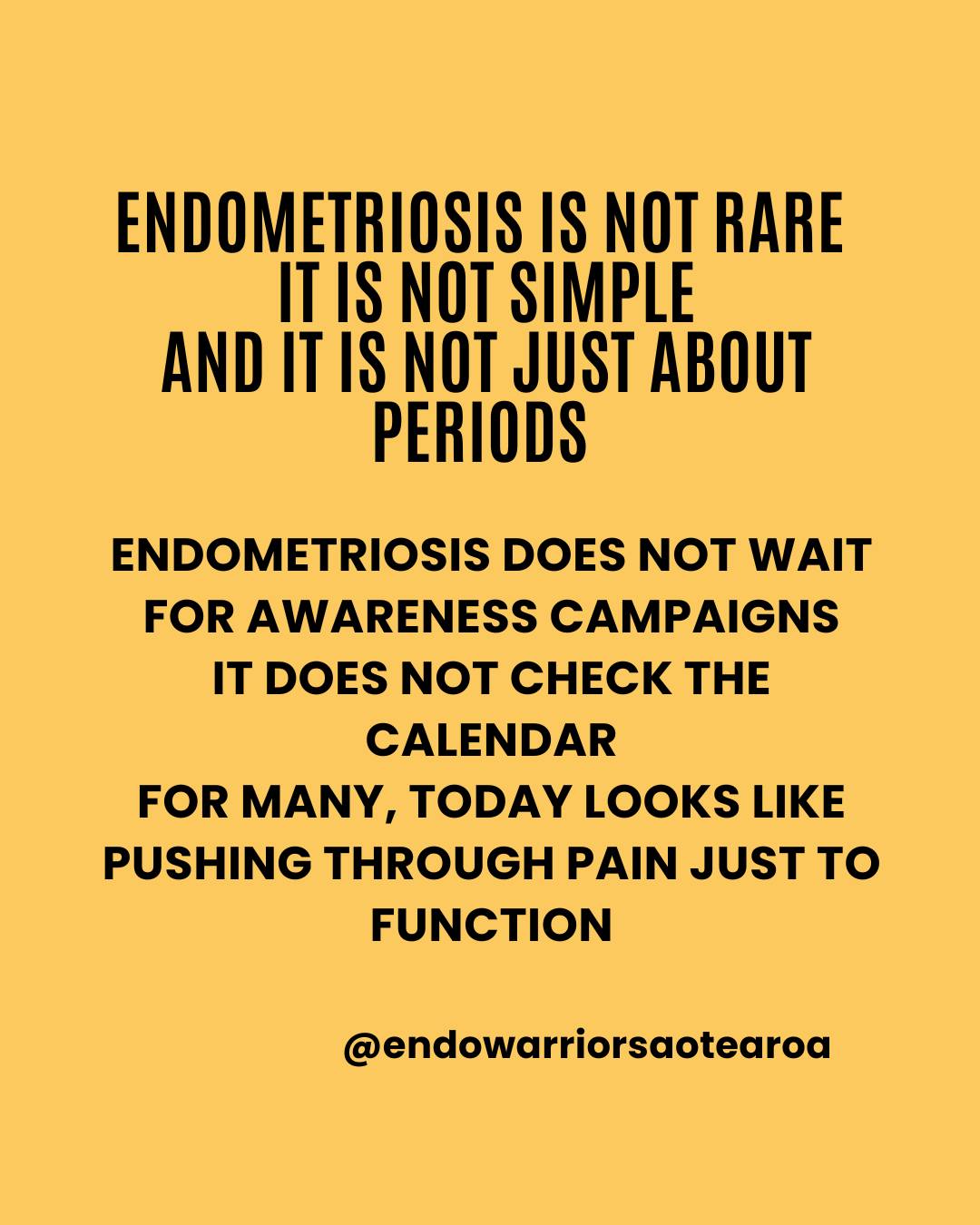Endometriosis does not wait for awareness campaigns
It does not check the calendar
It does not get easier because awareness month has ended
For many, today looks like
Pushing through pain just to function
Managing fatigue that rest does not fix
Navigating a health system that still does not fully understand this disease
Endometriosis is not just âbad periodsâ
It is a chronic, whole body condition
It can affect the pelvic organs, bowel, bladder, nerves and more
It can impact work, study, relationships and mental health
And still, too many people are dismissed
Told it is normal
Told to wait
It is not normal
Delayed diagnosis has real impact
On health
On quality of life
On the ability to participate in everyday life
At Endo Warriors Aotearoa, this work does not stop
We are still in schools
Still supporting our community
Still advocating for earlier diagnosis and better care
Because this is not a one month issue
This is everyday reality
#endometriosis #endowarriors #aotearoa #chronicillness #healthliteracy