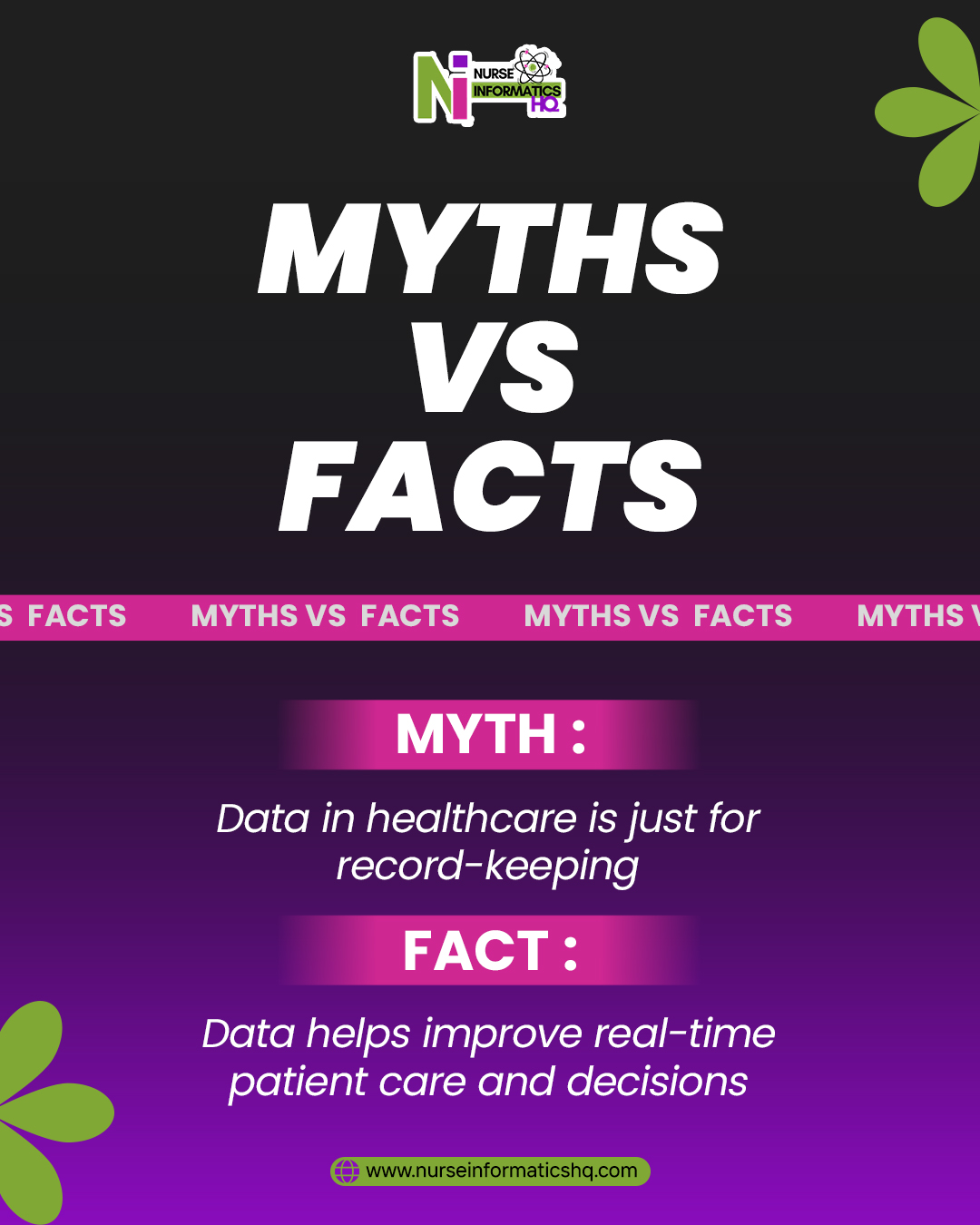 MYTH ❌
Data in healthcare is just for record-keeping
FACT ✅
Data supports real-time clinical decisions and improves patient care outcomes.
In modern healthcare, information isn’t just stored—it’s used to guide smarter, faster, and safer decisions at the point of care.
Learn more:
www.nurseinformaticshq.com
#NursingInformatics #HealthcareMyths #DigitalHealth #PatientCare #HealthTech #DataDrivenCare #ClinicalDecisionMaking #Nursing #FutureOfHealthcare #BetterOutcomes