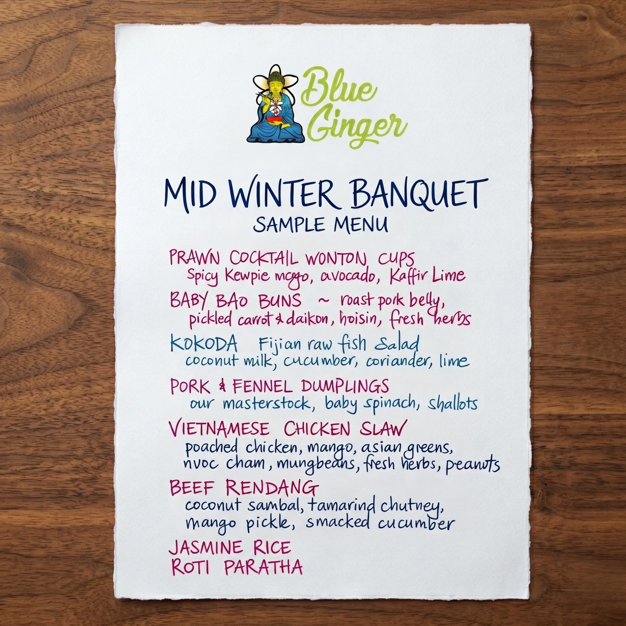Mid-Winter Banquets at Blue Ginger ❄️🥢
If you have a birthday coming up or just want an excuse to get a group together, our Mid-Winter Banquets are perfect.
We’ve put together a five-course menu designed for groups of five or more, we can tailer the menu according to needs. Designed for sharing and catching up while it’s cold outside.
5 Courses, Groups of 5 or more, priced according to your needs. Vegetarian & food sensitivity options available (just ask us).
To book or find out more:
📩 Send us a message here
📞 Call us on 07 867 1777
#dinner #winter #whitianga