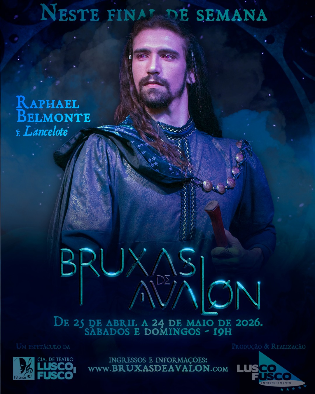 Raphael Belmonte é Lancelote
👉 Elenco alternante
👉 Cada sessão é única
✨ Essa versão do destino pode mudar a qualquer noite.
🎟️ SESSÕES LIMITADAS
Garanta seu ingresso: www.bruxasdeavalon.com (link na bio)
#BruxasDeAvalon #Avalon #Teatro #ReiArthur #AltaFantasia