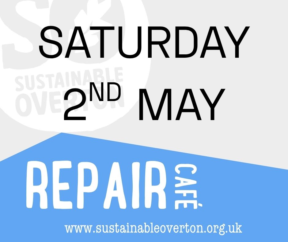 Overton Repair Café is back on Saturday, 2nd May.
Overton Community Centre
10am to midday.
Please book items in if you can, it really helps us to be more likely to repair your items successfully.
Bike repairs must be booked in.