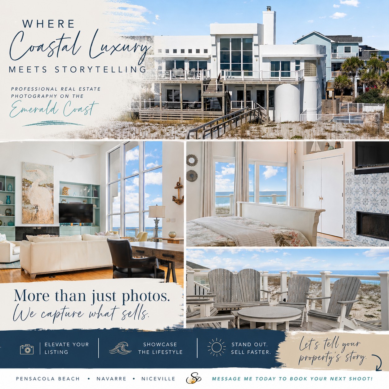 Where Coastal Luxury Meets Storytelling 📸🏖
From sunrise over the dunes to golden light pouring through floor-to-ceiling windows… this is why presentation matters.
These aren’t just photos; they’re the first showing.
They’re what stops the scroll, captures attention, and gets buyers dreaming before they ever step foot inside.
✨ Oceanfront views
✨ Light-filled interiors
✨ Spaces that sell a lifestyle, not just a home
On the Emerald Coast, every property has a story…
My job is to make sure it’s told the right way.
If you’re a realtor or property manager looking to elevate your listing and stand out in a competitive market, let’s make your next property unforgettable.
📍 Serving Pensacola Beach → Navarre → Ft Walton → Niceville → Destin → 30A → Panama City Beach
www.sunsetphotography-pcola.com
📩 Message me to book your next shoot
#EmeraldCoastRealEstate #PensacolaBeachHomes #LuxuryListings #RealEstatePhotography #CoastalLiving #FloridaHomes #BeachfrontProperty #ListingPhotography #SunsetPhotographyPcola