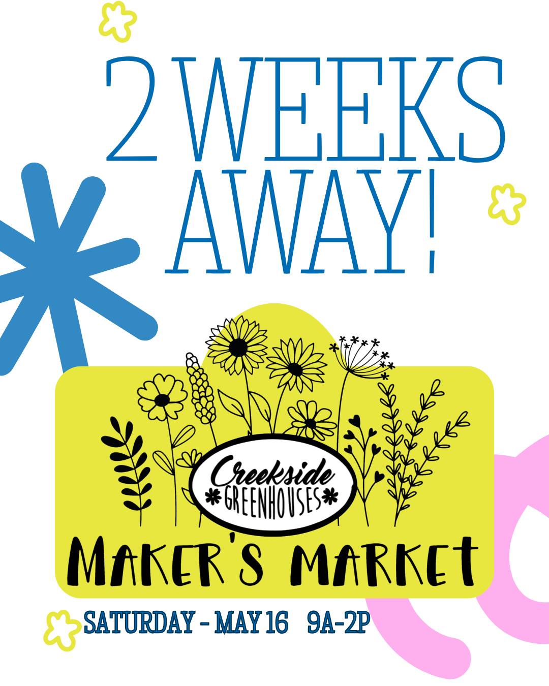 🌸Counting the Days🌸 We will start Maker Spotlights next week - stay tuned😲
#creeksidegreenhouses #creeksidemakersmarket #creeksidegreenhousesmn #creekside #flowerpower #makersgonnamake #makerspotlights