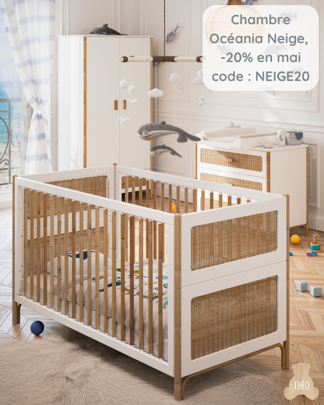 ✨ Promo de Mai ✨
Un vent de douceur souffle sur nos collections au coloris Neige
Profitez de -20% sur :
Nami Neige, Marélia Neige et Oceania Neige
Des chambres évolutive, naturelles et fiables 🌿
🗓 Du 1er au 31 mai 2026
💻 Code : NEIGE20
Une belle occasion de préparer un univers tout en douceur pour votre bébé ✨
#DécoNaturelle #BienÊtre #theobebe #litevolutif #MeublesDurables #EcoResponsable #BébéConfort #ChambreBébé #mobilierdurable #chambreBebe