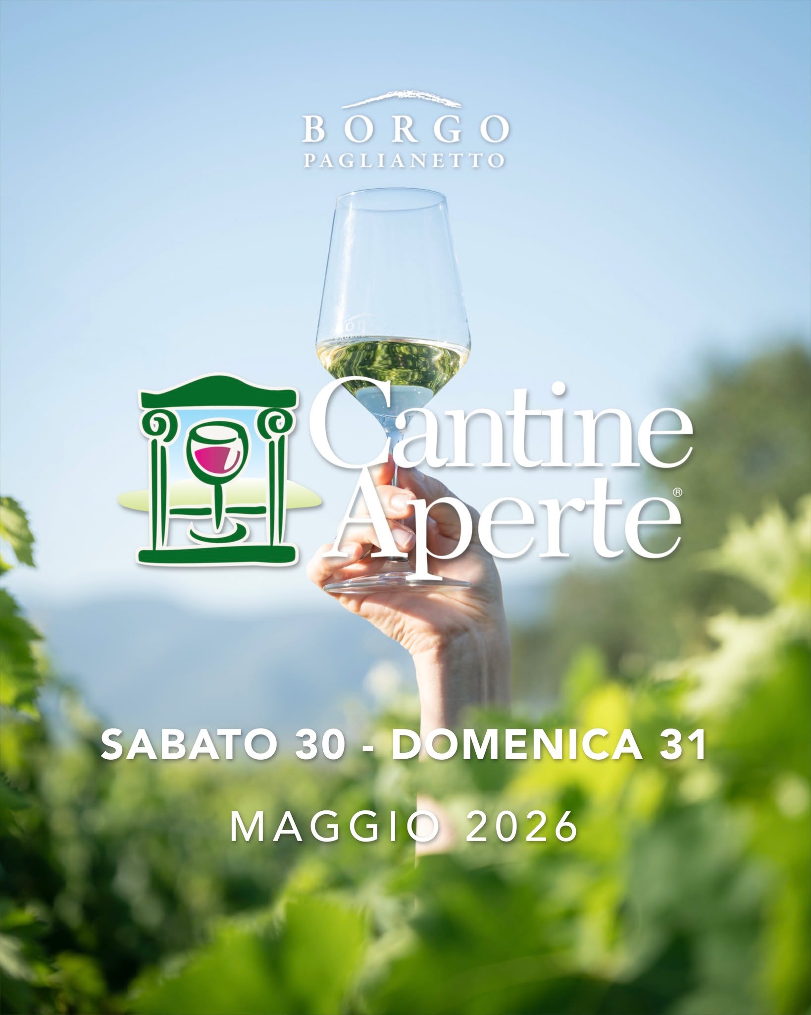 🍷✨ Cantine Aperte sta per tornare... siete pronti?!
Anche quest’anno vi aspettiamo a braccia aperte in cantina, con tante novità da gustare e condividere! 🥂🌿🍇
📅 Sabato 30 e Domenica 31 Maggio 2026
🕑10.00 -18.00
🍷✨ Cantine Aperte is coming back... are you ready?!
This year too we are waiting for you with open arms & with many new things to taste and share! 🥂 🌿🍇
📅 Saturday 30th and Sunday 31st May 2026
Info:
🌏 https://www.borgopaglianetto.com/cantineaperte
📱 +39 346 7250920
📧 info@borgopaglianetto.com