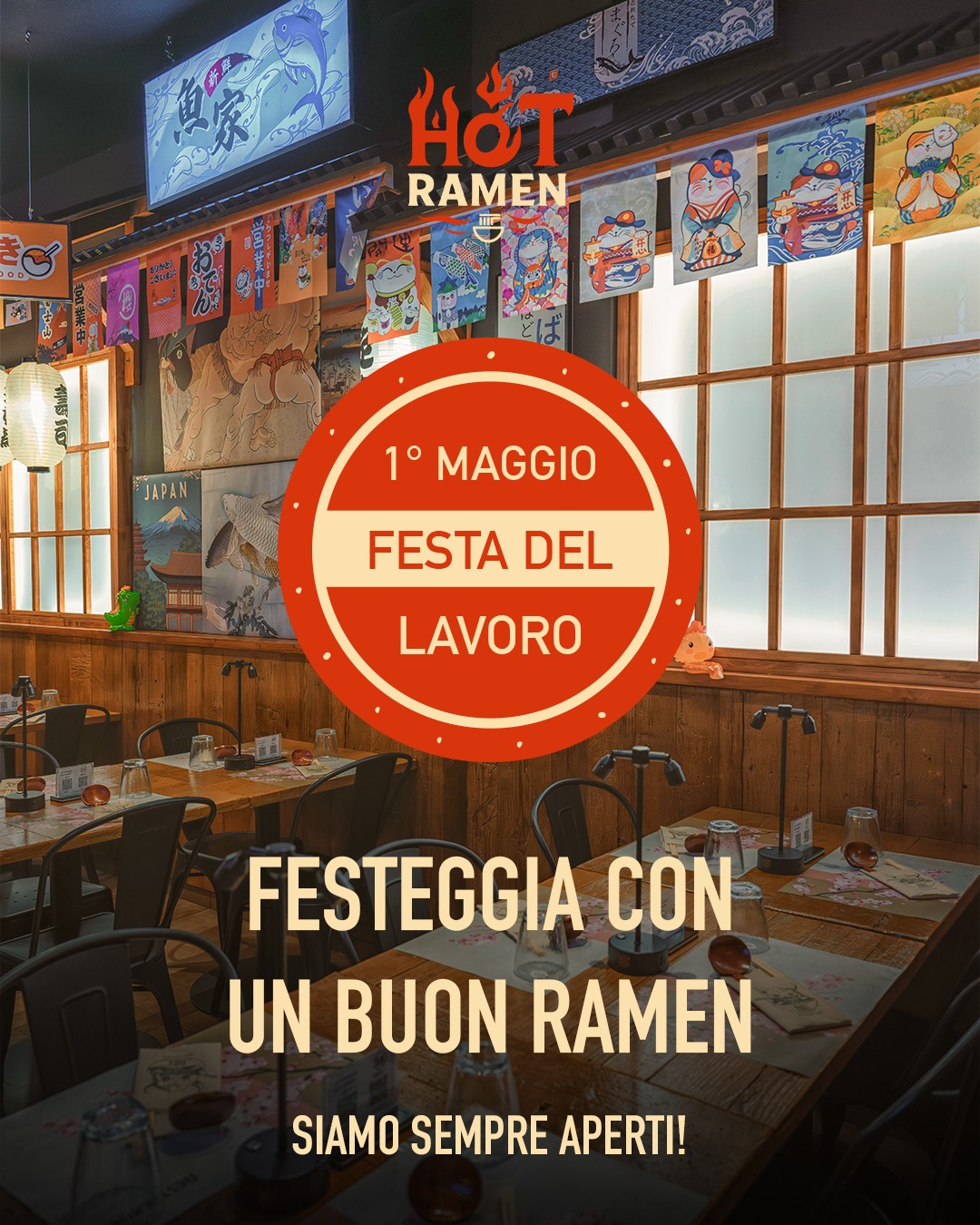 Da Hot Ramen
Festa del Lavoro = tempo per sé stessi.
Prenditi una pausa, siediti e goditi il momento.
Noi ti aspettiamo per festeggiare insieme questo 1° maggio.
📍 Via G. Oberdan 21, Senigallia
📞 Prenotazioni: +39 351 7181351
#NuovaApertura #RamenLovers #HotRamen
#Senigallia #JapaneseFood #RamenTime #FoodLovers
#RistoranteNuovo