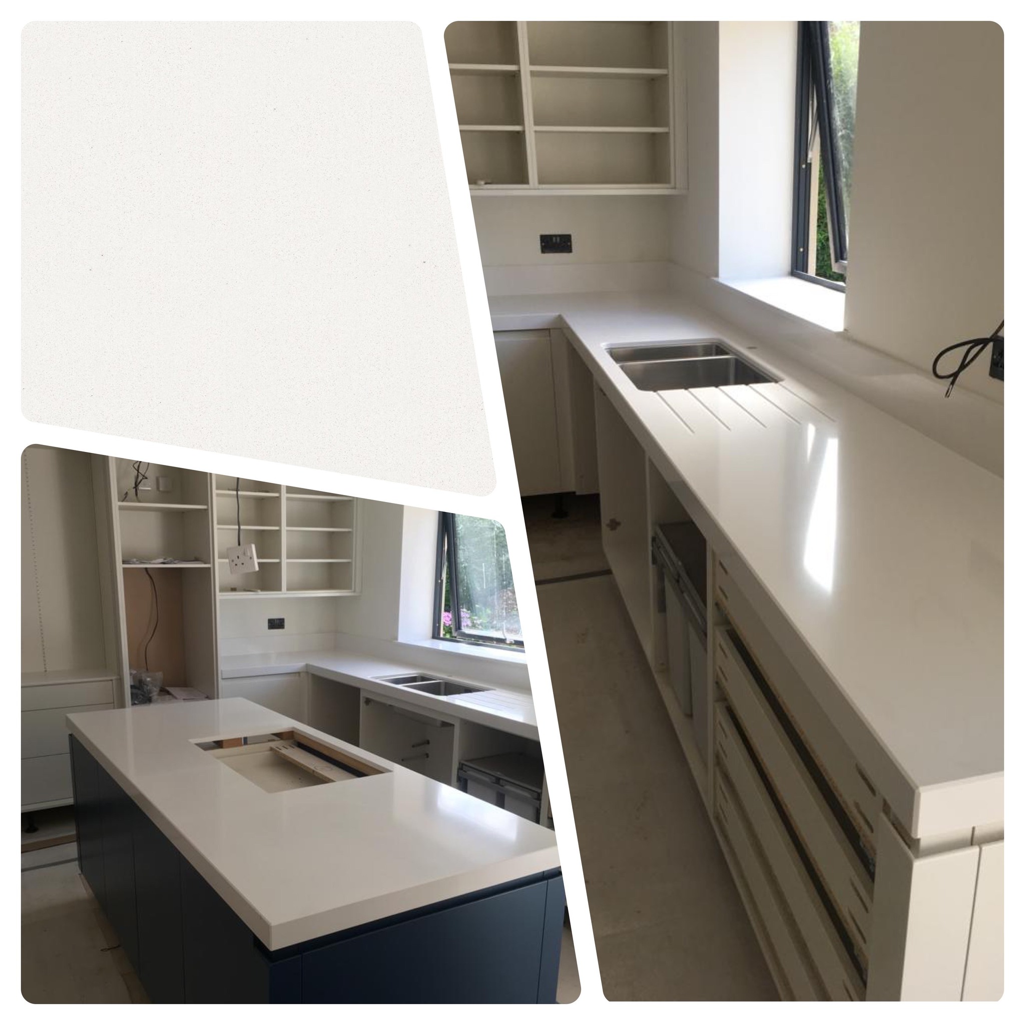 60mm Classic White quartz tops and island