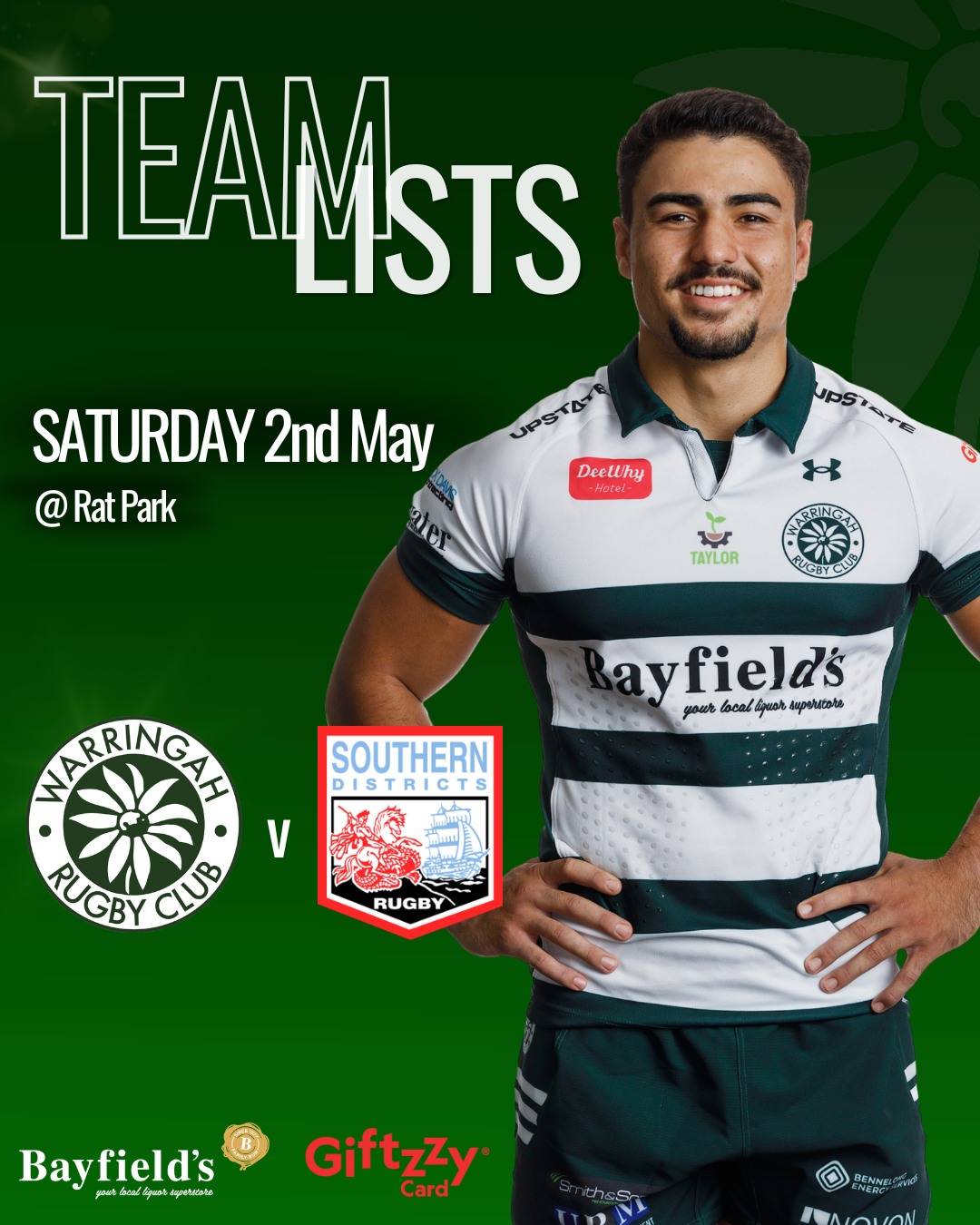👉TEAM LISTS ARE OUT 👈
We have a SUPER SATURDAY round @ Home tomorrow!
Round is 4 presented by @giftzzycard for the 2026 @bluecranecapital @shuteshield vs Southern Districts whilst our Women take on Easts in the Chikarovski Cup!
🗓️ 2nd May
📍Rat Park
⏰ Main game @ 3:05pm | Action from 9:05am
🎟️ $20 pre purchase online or $25 at the gate (Kids 17 and under = free)
🛑 unfortunately no 🐕 allowed into the council grounds (assisted with certification is okay)
Grab your tickets early, we advise to arrive at the grounds well before 3:00pm to avoid the queue so you don’t miss kick off
(Yes, you read that right—there are only two Colts teams playing!)
Let’s FILL THE HILL with green and white!!! 🟢⚪️🐀
@warringah_womensrugby @warringahratsjuniors @warringahhillbillies @friendsofwarringah #shuteshield @southsrugbyclub
#ratfamily #raturday #warringahrugby