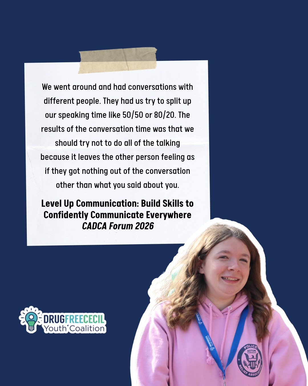 After the Drug Free Cecil Youth Coalition attended @cadcacoalitions Forum, we asked them to fill out session evaluations.
This is what they had to say about what they learned!
#youthtrainings #youthadvocate #youthleadership #prevention #dfcyc
